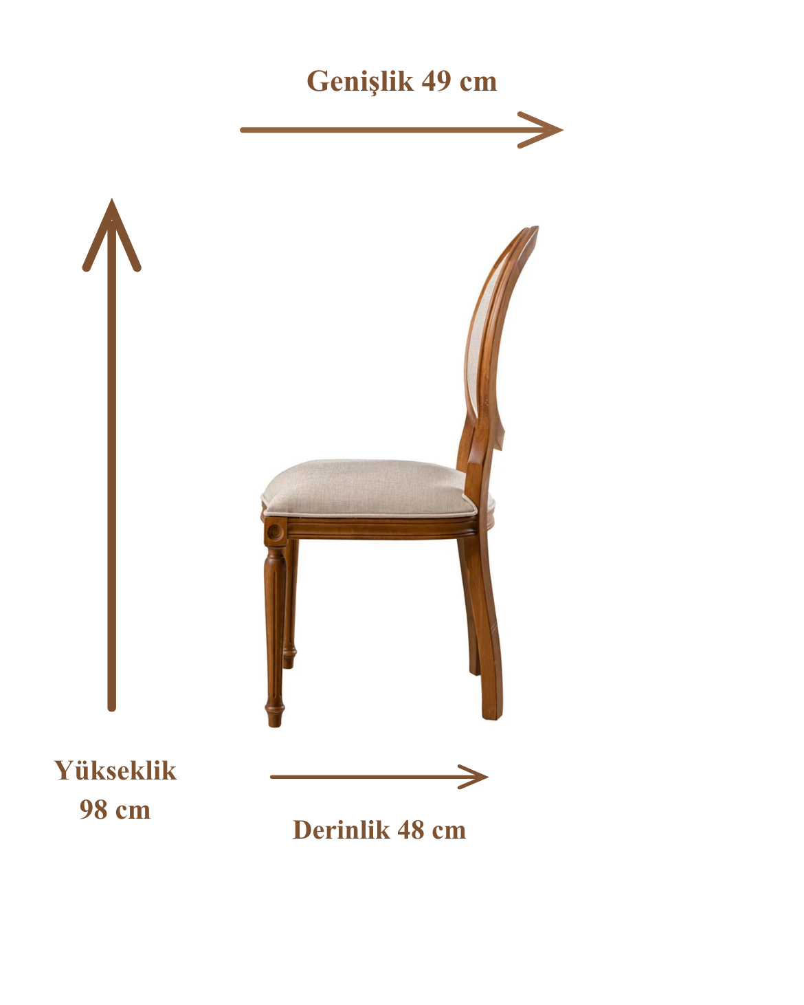 Braga Doğal Ahşap Kayın Ceviz Renk Sandalye Detaylı İşçilik Modern Şık Tasarım