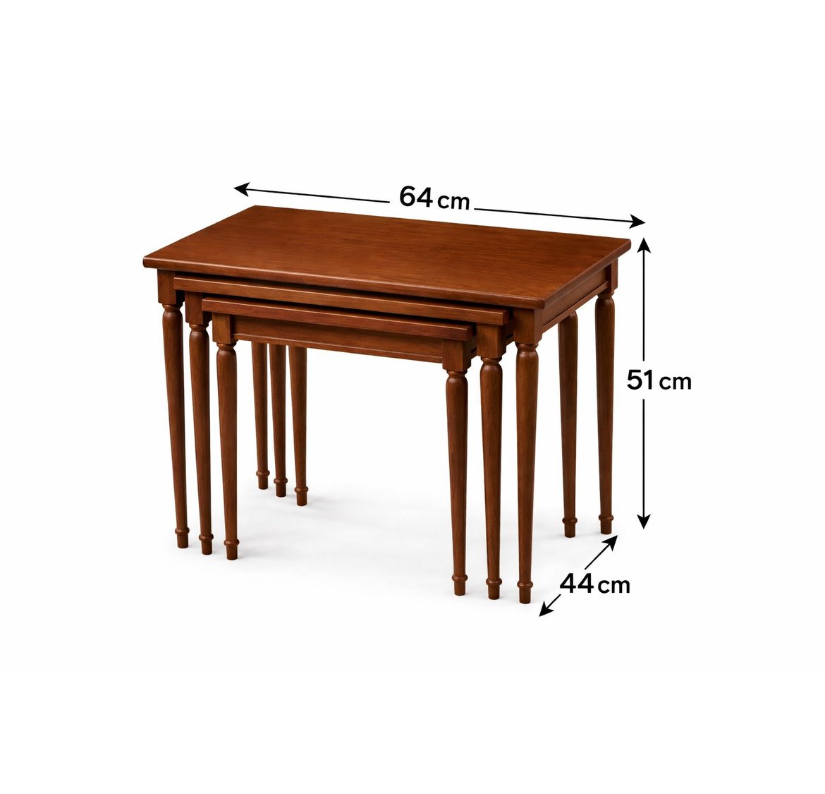 Burgu Ahşap Zigon Sehpa Seti | 64×44 cm | 51 cm