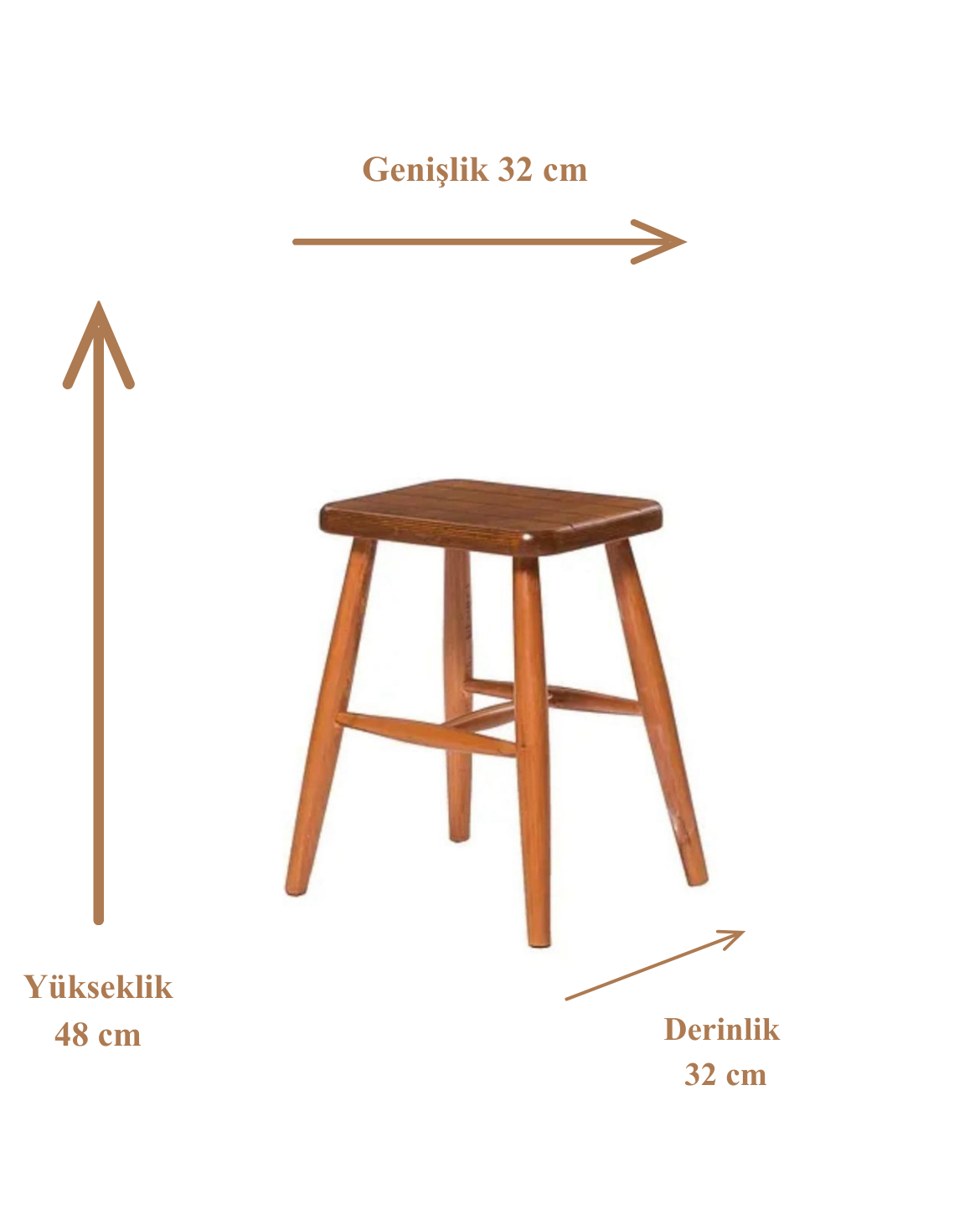 Calla Doğal Ahşap Ceviz Tabure Sandalye El İşçiliği Bohem İskandinav Tasarım