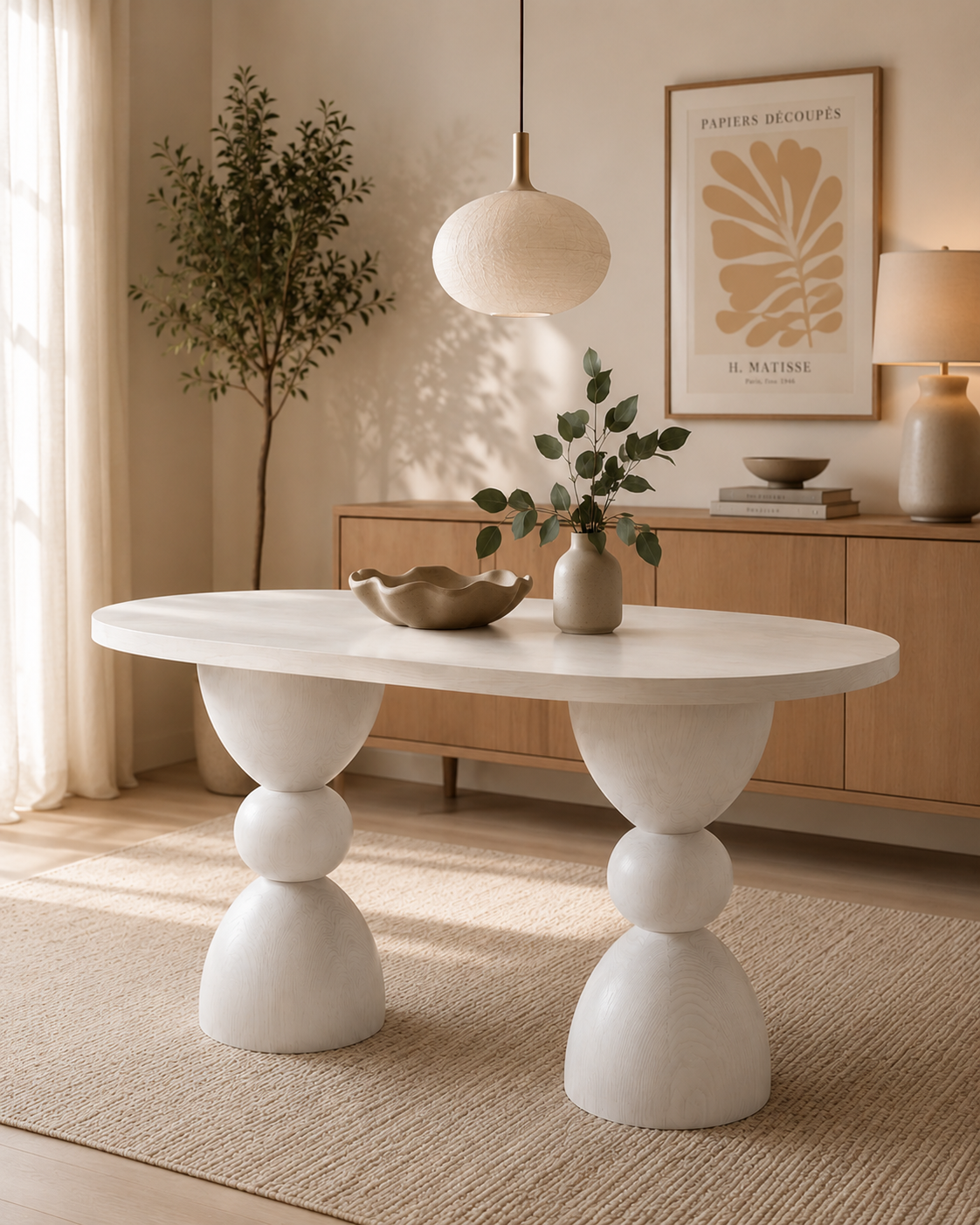 Damlera Oval Ahşap Yemek Masası