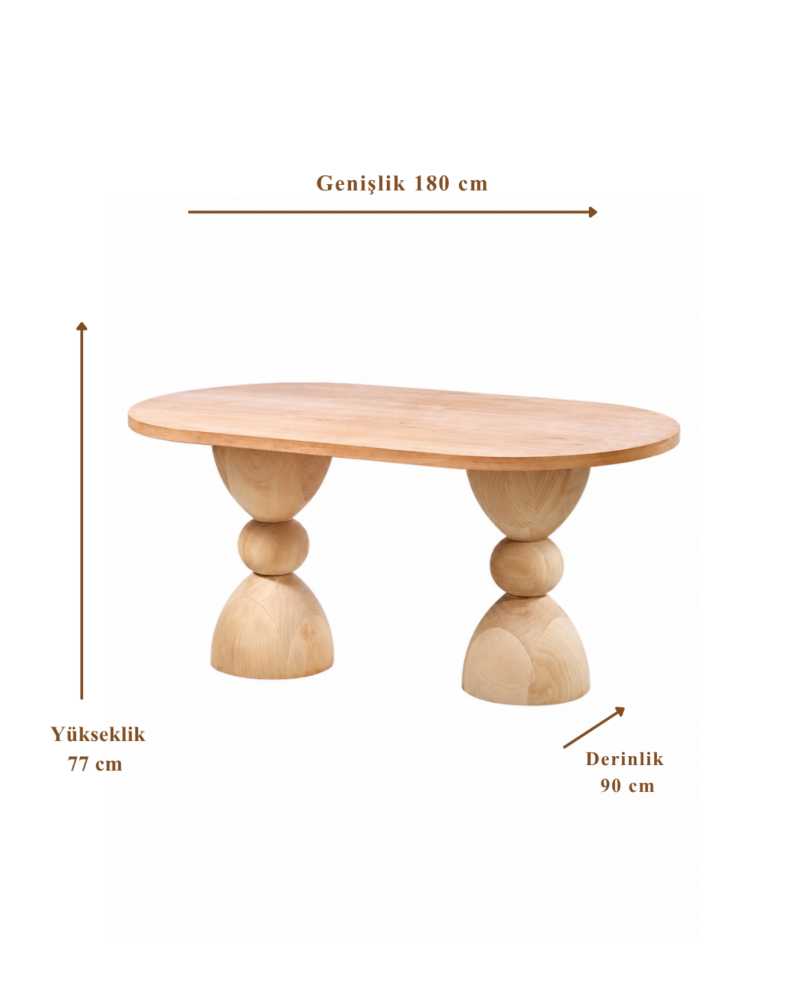 Damlera Oval Ahşap Yemek Masası
