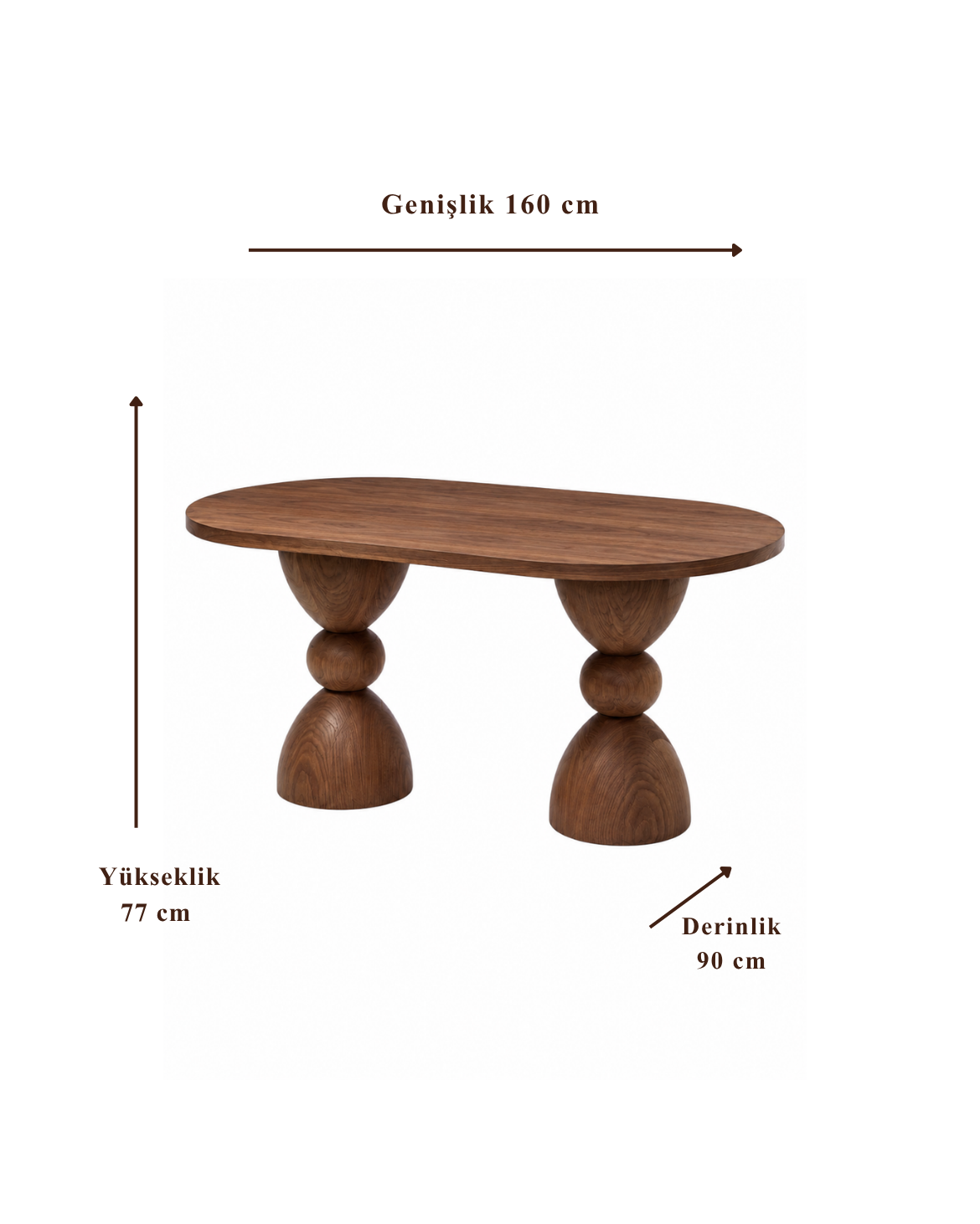 Damlera Oval Ahşap Yemek Masası