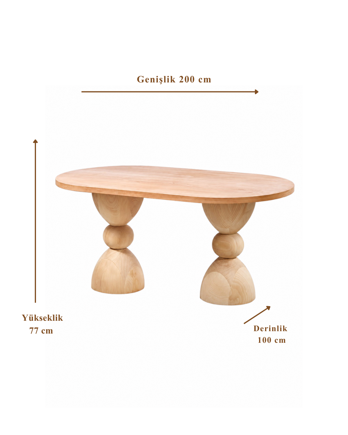 Damlera Oval Ahşap Yemek Masası