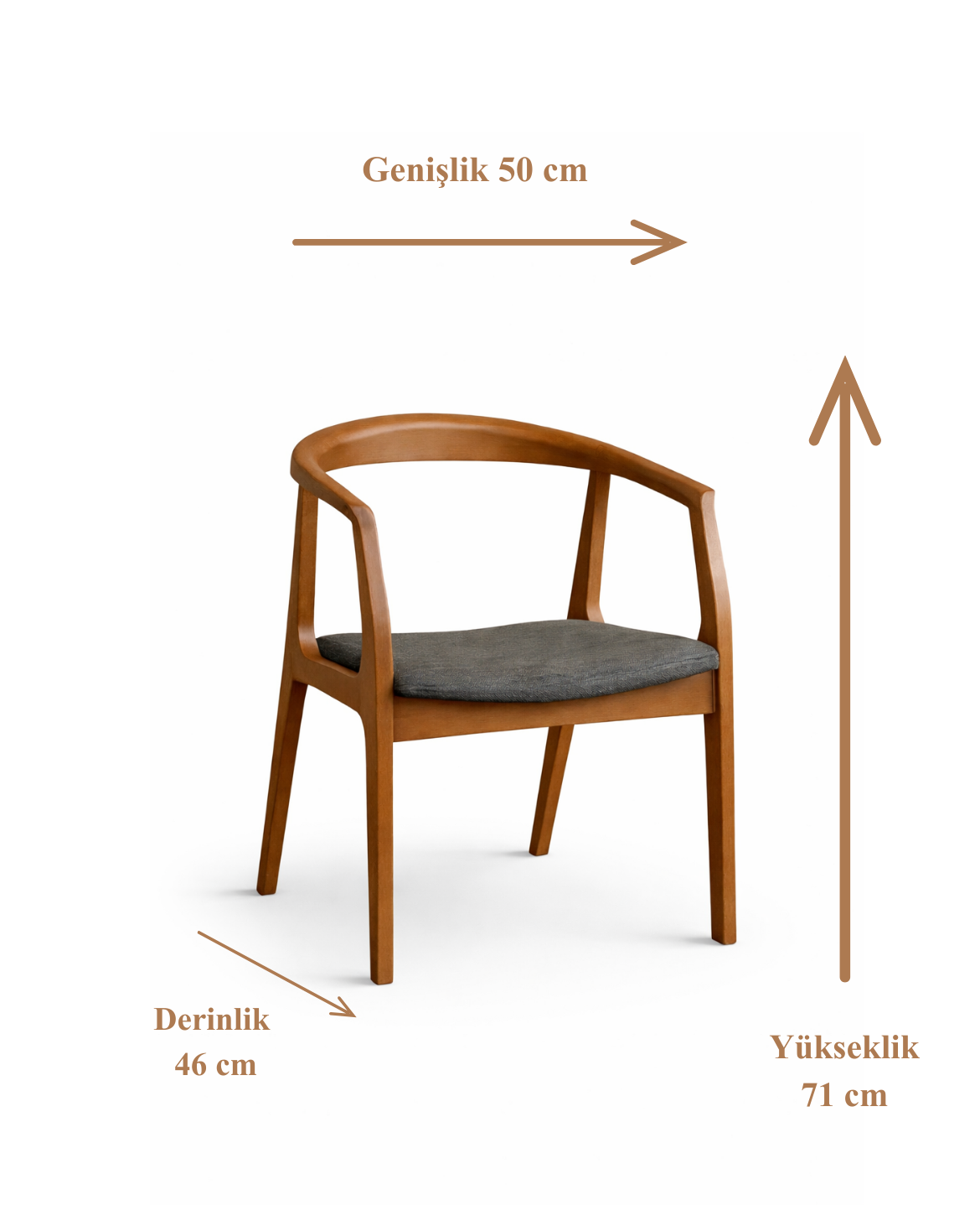 Falez Doğal Ahşap Döşemeli Ceviz Kolçaklı Sandalye El İşçiliği Modern İskandinav Tasarım