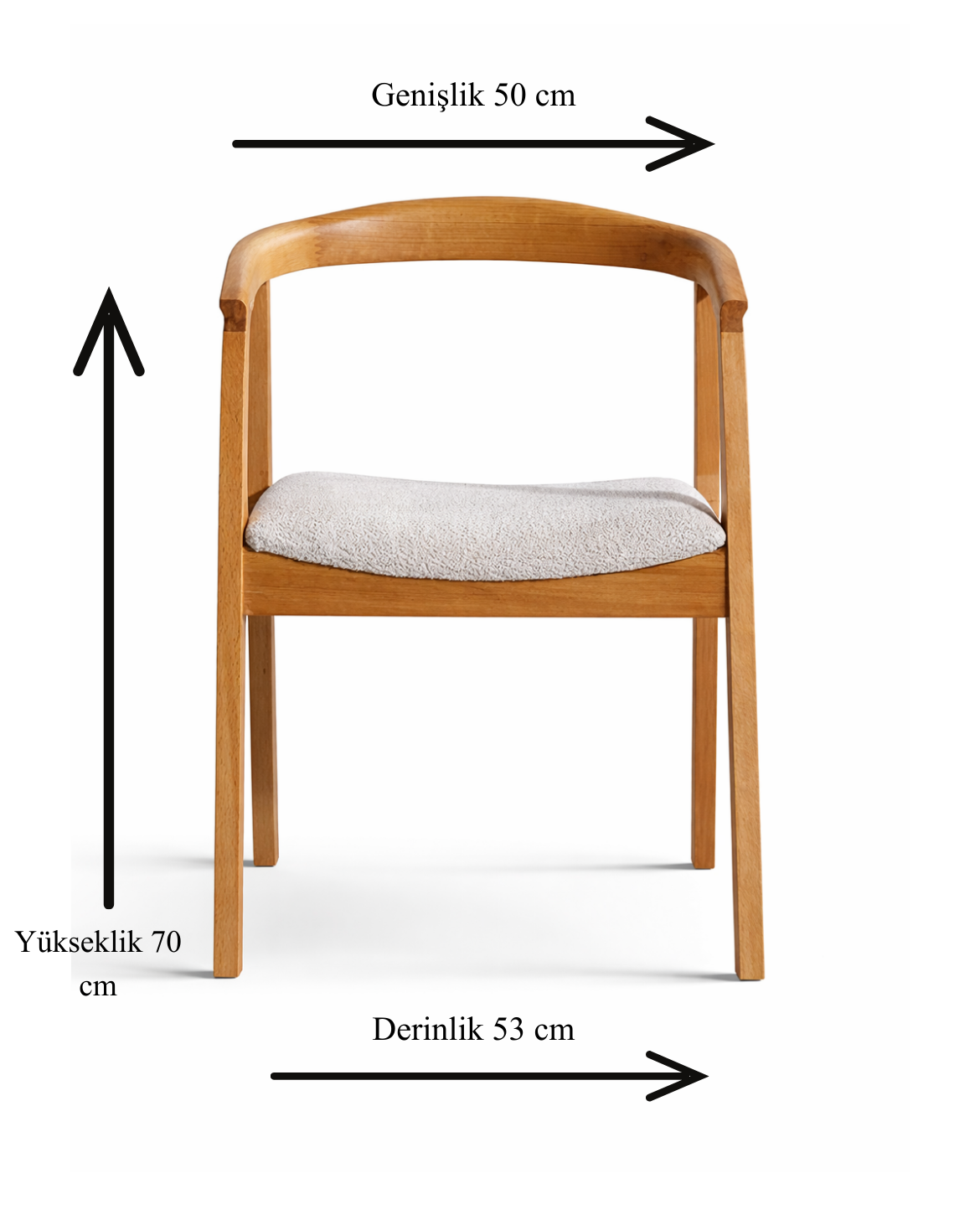 Falez Natural Kayın Ahşap Kolçaklı Sandalye Detaylı İşçilik Modern Şık Tasarım