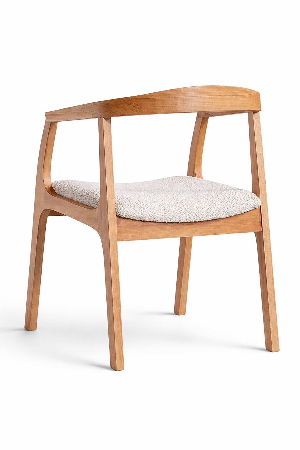 Falez Natural Kayın Ahşap Kolçaklı Sandalye Detaylı İşçilik Modern Şık Tasarım