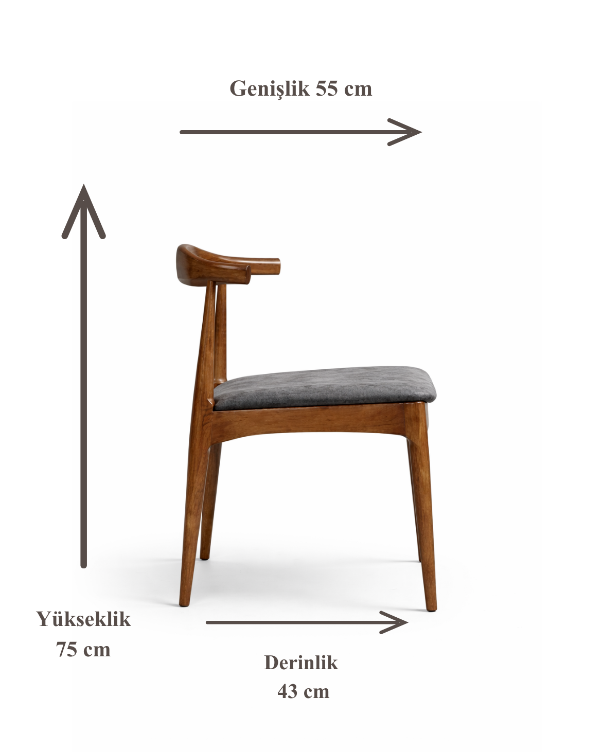 Felce Doğal Ahşap Döşemeli Ceviz Sandalye El İşçiliği Bohem İskandinav Tasarım
