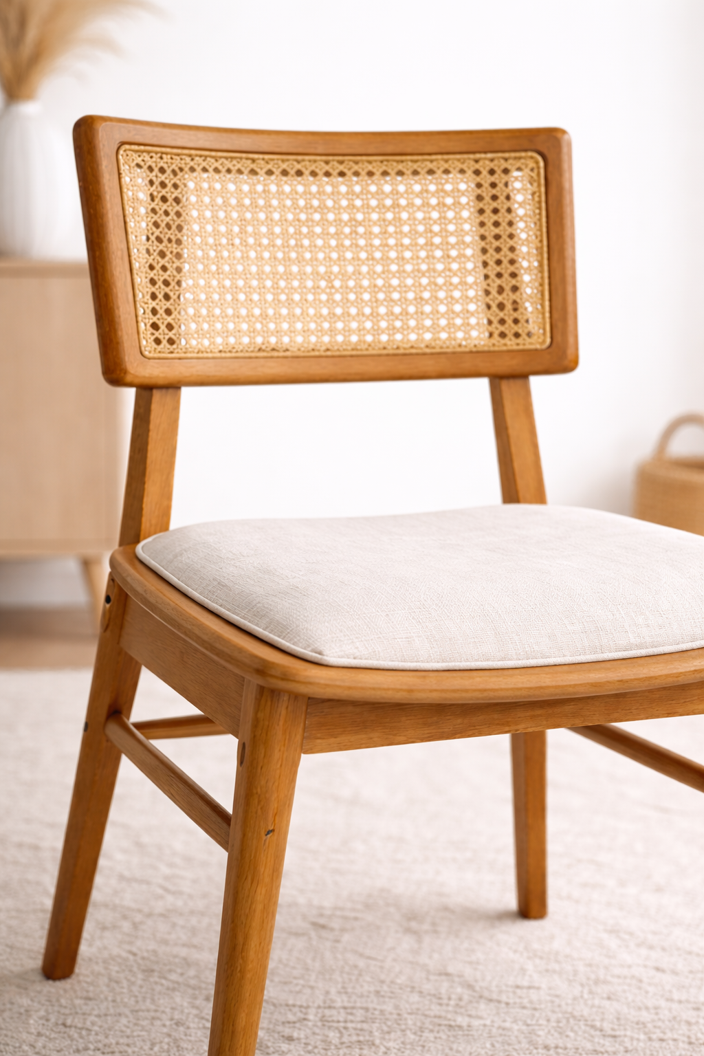 İskandinav Hazeran Ahşap Sandalye – Bohem Tasarım Doğal Ahşap Sandalye Modeli 2026