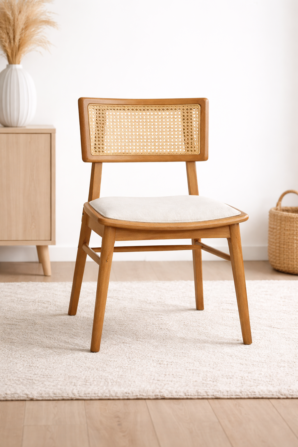 İskandinav Hazeran Ahşap Sandalye – Bohem Tasarım Doğal Ahşap Sandalye Modeli 2026