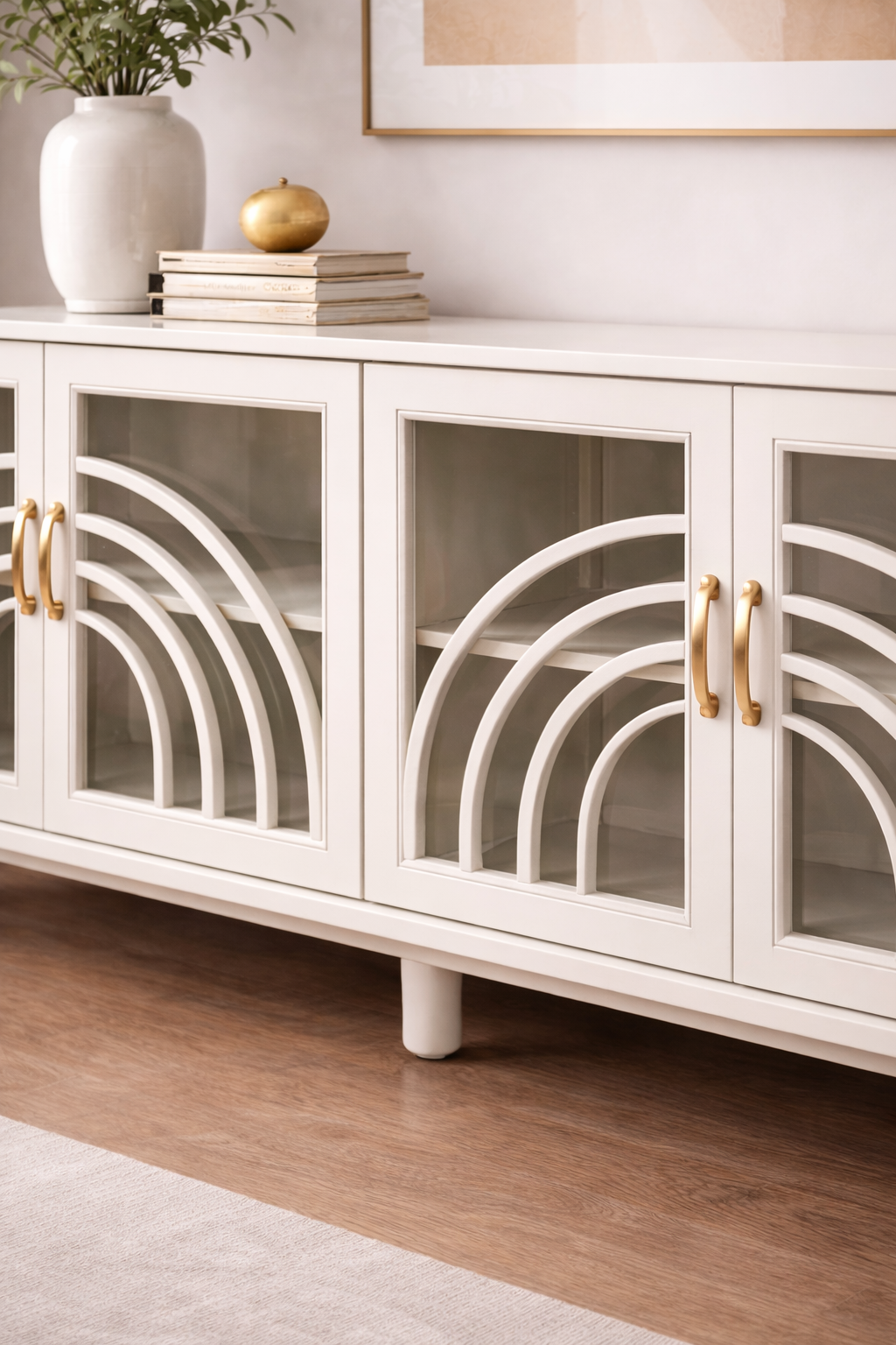 İstanbul Serisi Cam Kapaklı Ahşap Konsol – Dekoratif Desenli Salon Konsolu – 200 × 45 × 85 cm