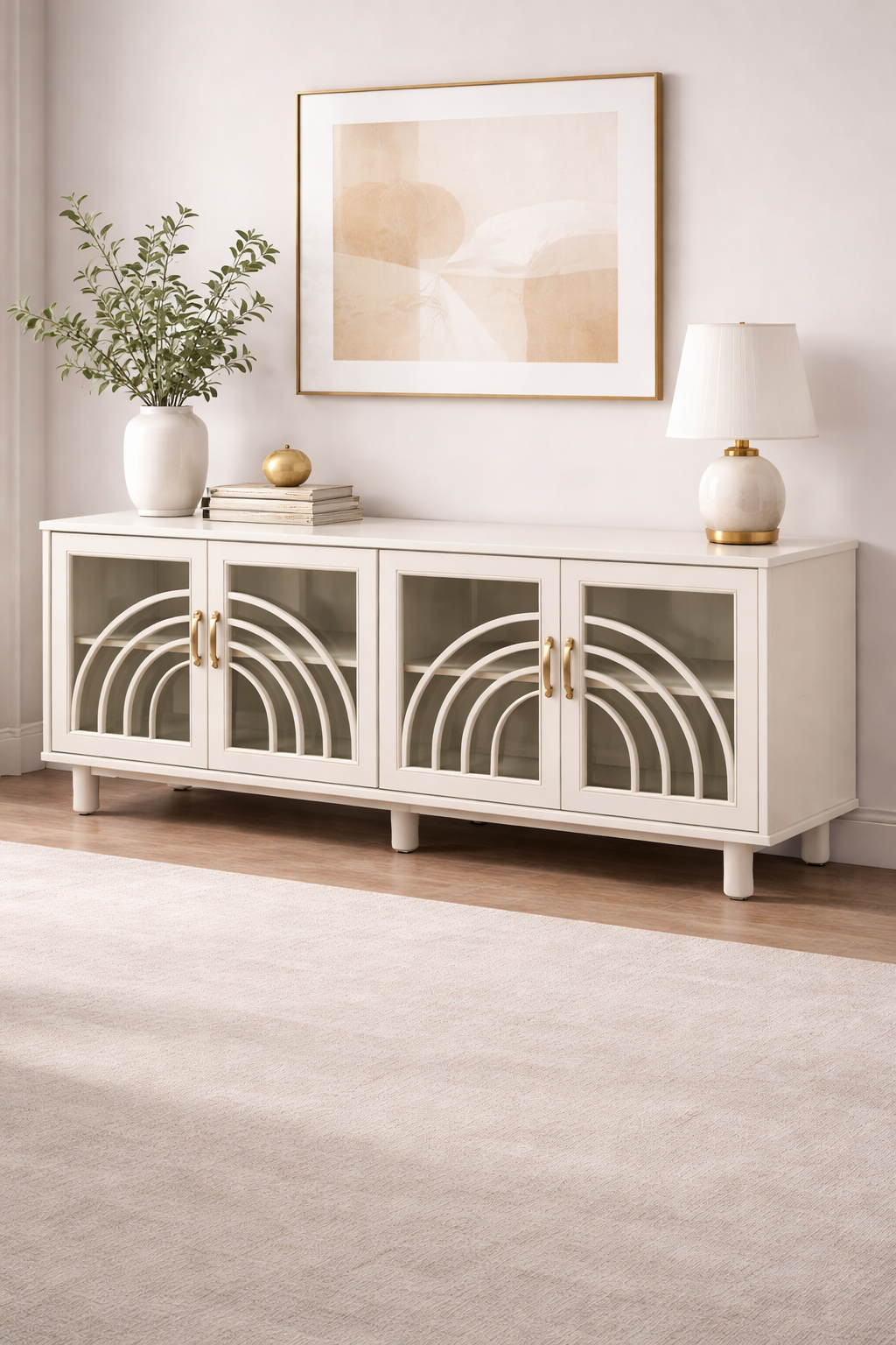 İstanbul Serisi Cam Kapaklı Ahşap Konsol – Dekoratif Desenli Salon Konsolu – 200 × 45 × 85 cm