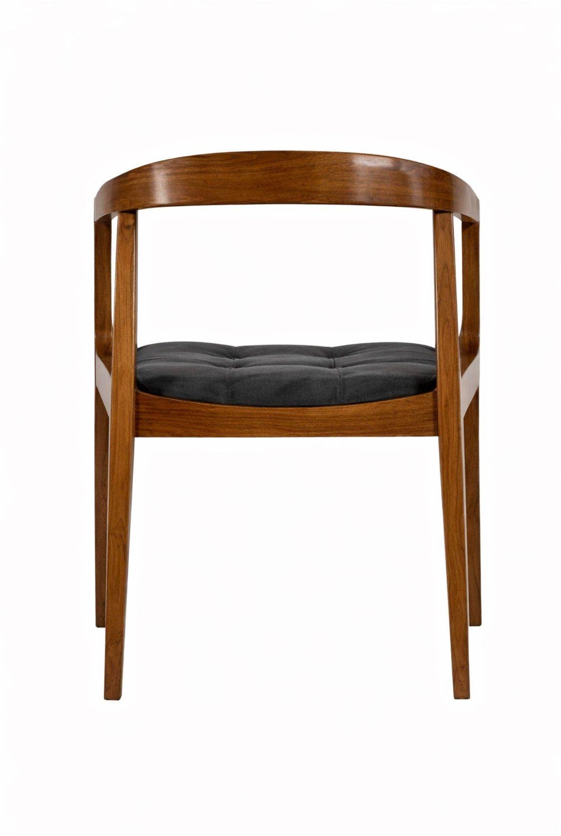 Kayın Ağacı Ahşap Kollu Sandalye | Kapitoneli Oturumlu Yemek Sandalyesi