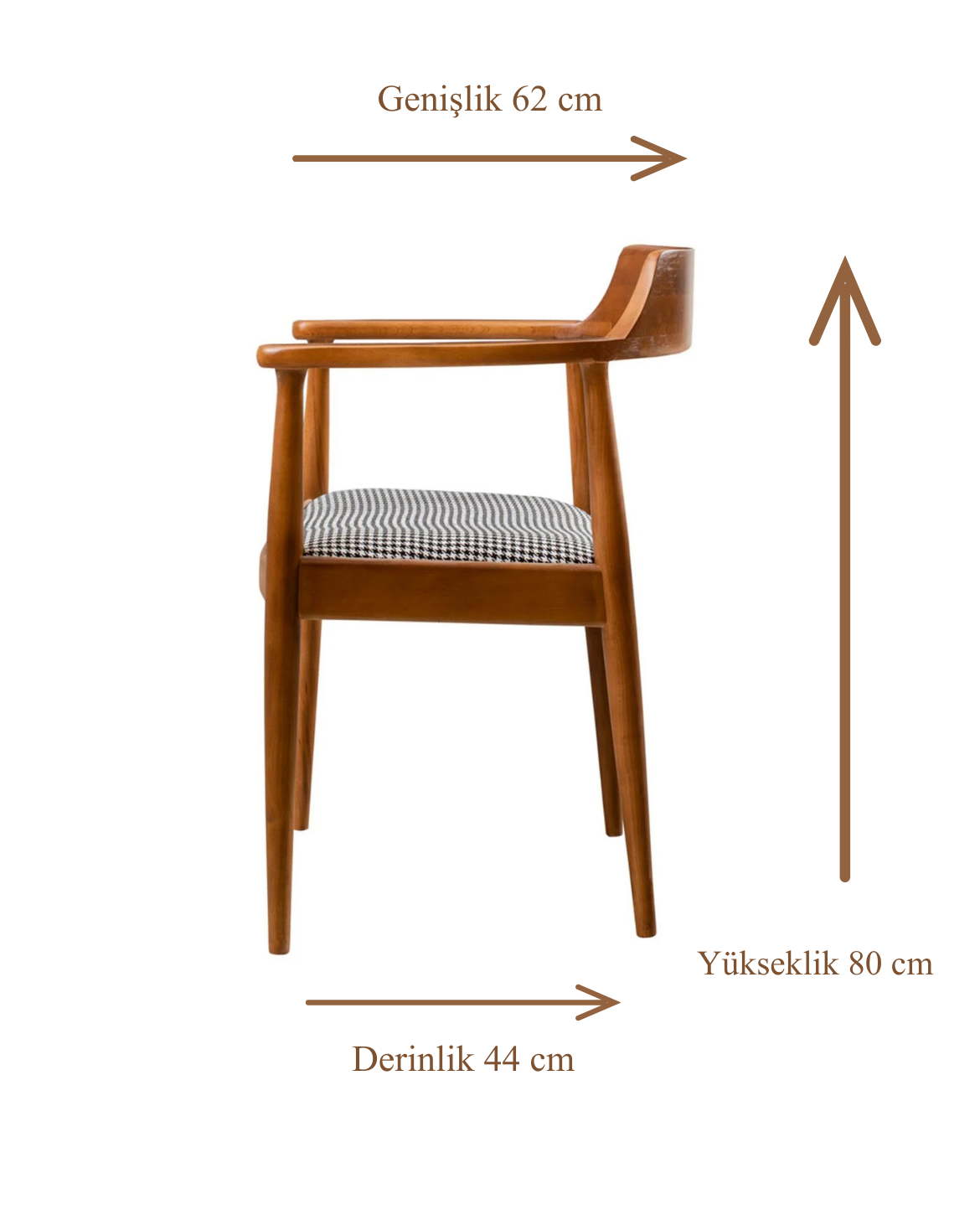 Kerben Doğal Ahşap Naturel Renk Kayın Sandalye Detaylı İşçilik Modern Şık Tasarım