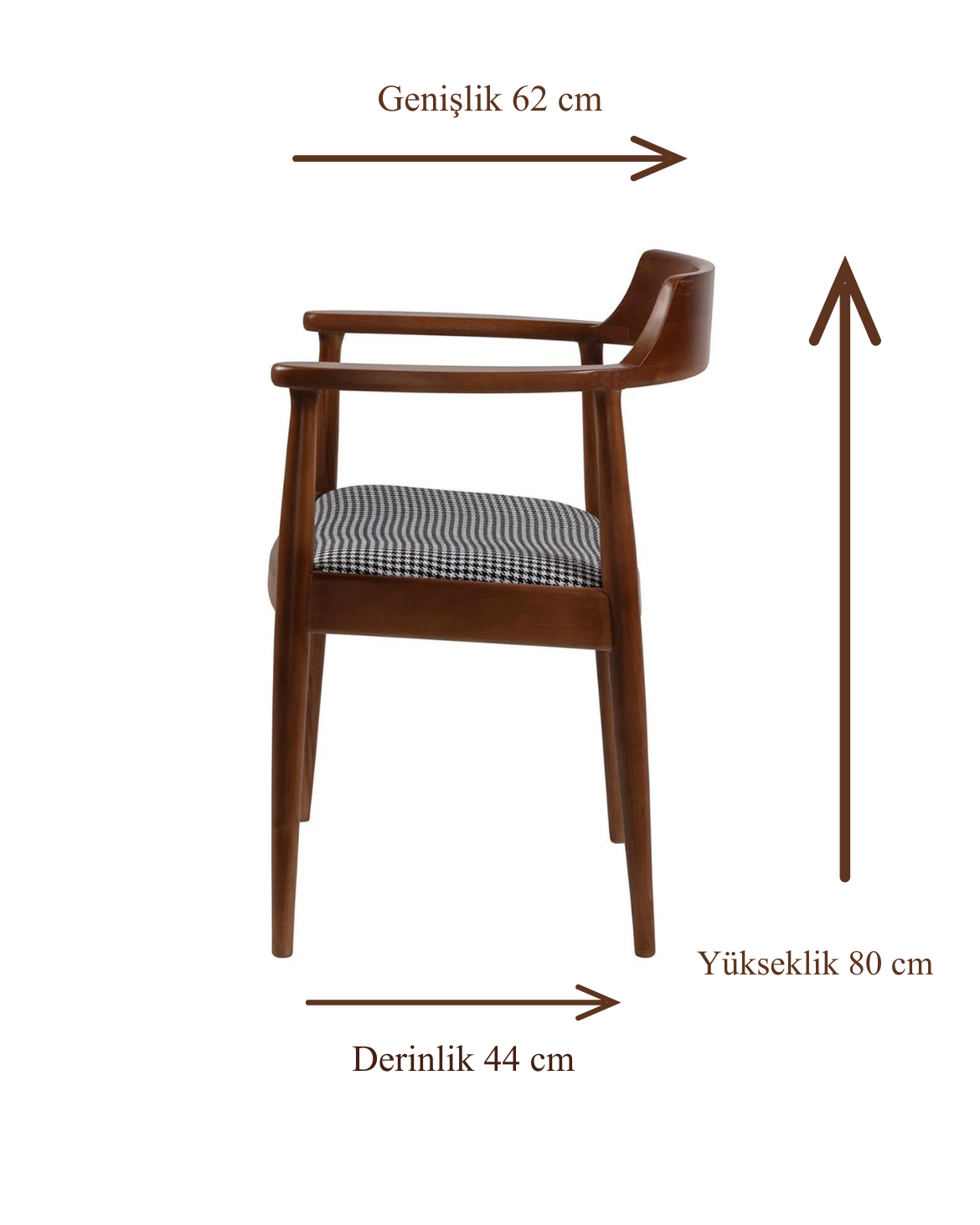 Kerben Natural Ahşap Ceviz Renk Kayın Sandalye Detaylı İşçilik Modern Şık Tasarım