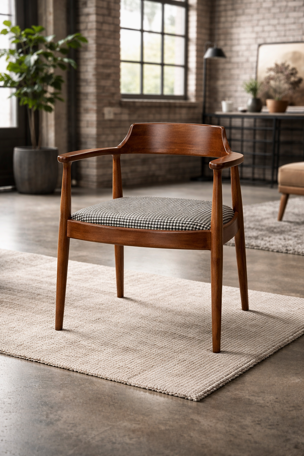 Kerben Natural Ahşap Ceviz Renk Kayın Sandalye Detaylı İşçilik Modern Şık Tasarım