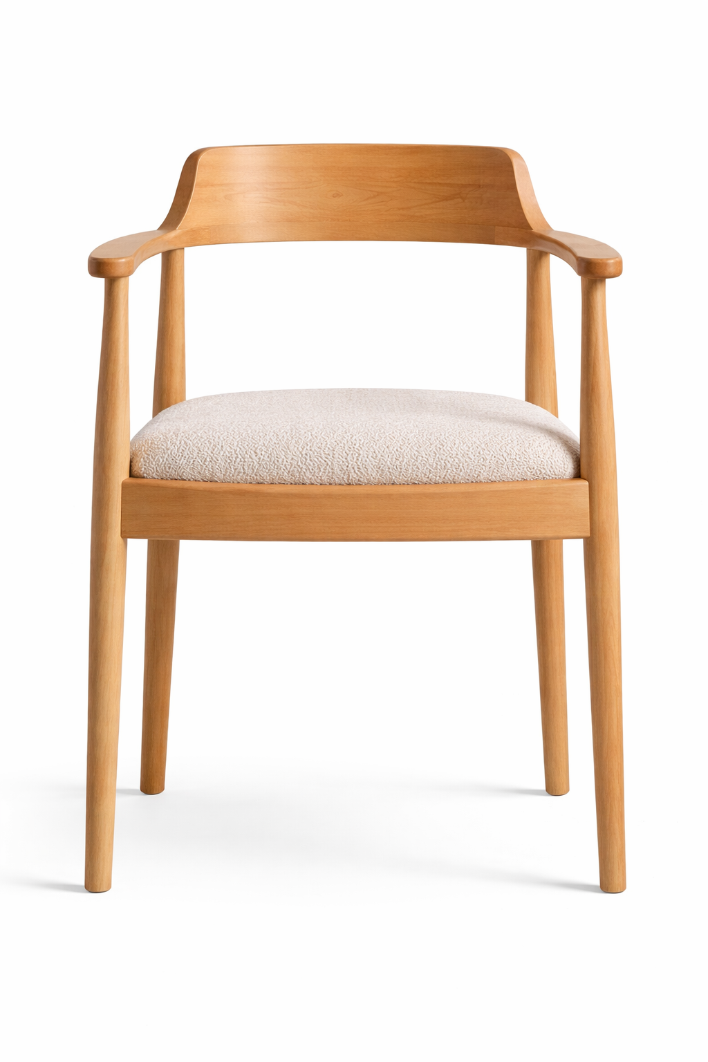 Kerben Natural Kayın Ahşap Kolçaklı Sandalye Detaylı İşçilik Modern Şık Tasarım