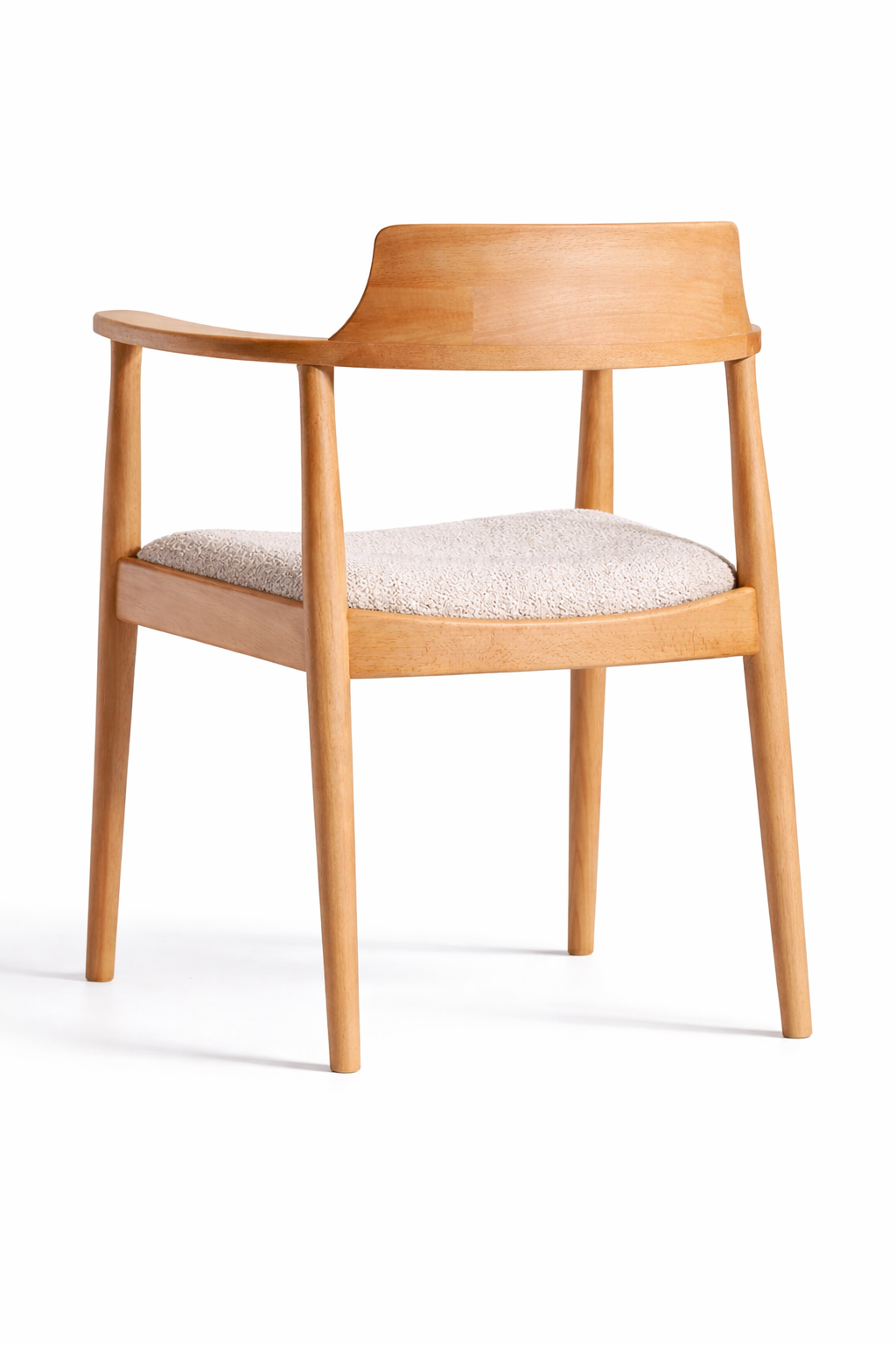 Kerben Natural Kayın Ahşap Kolçaklı Sandalye Detaylı İşçilik Modern Şık Tasarım