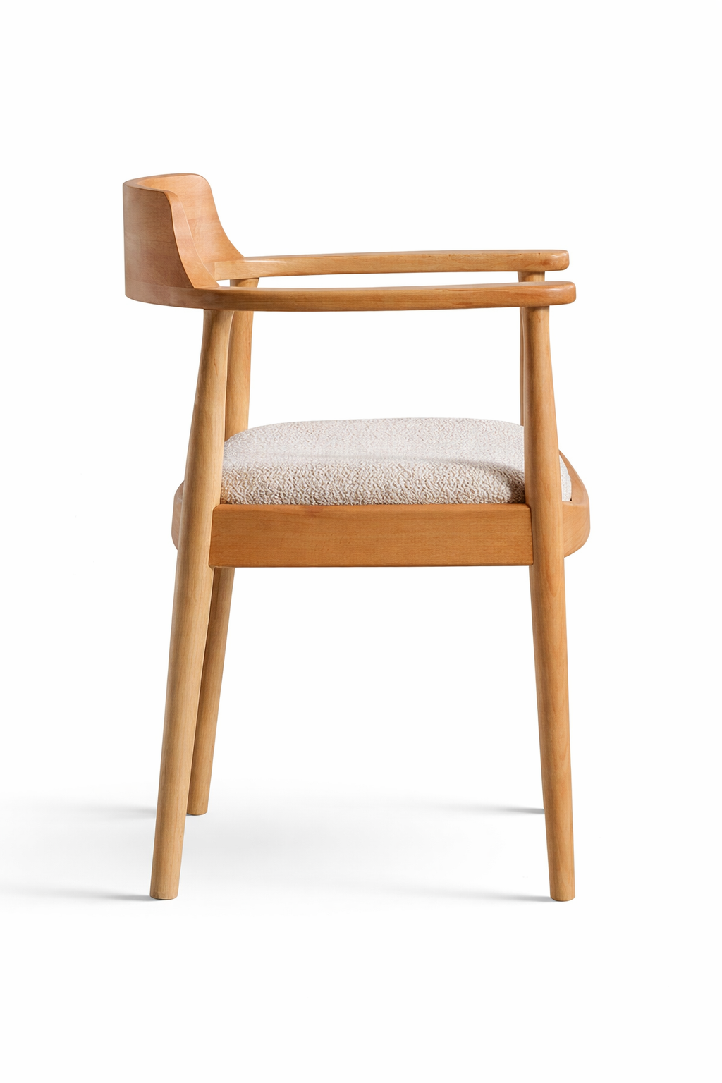 Kerben Natural Kayın Ahşap Kolçaklı Sandalye Detaylı İşçilik Modern Şık Tasarım