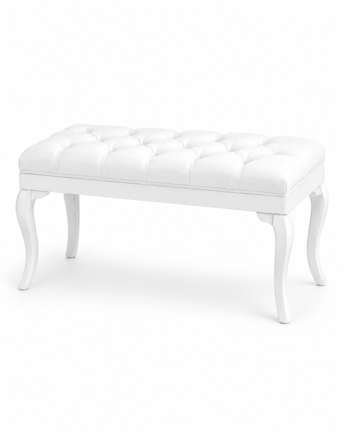 Klasik Kapitoneli Puf Bench 122x42 cm – Beyaz