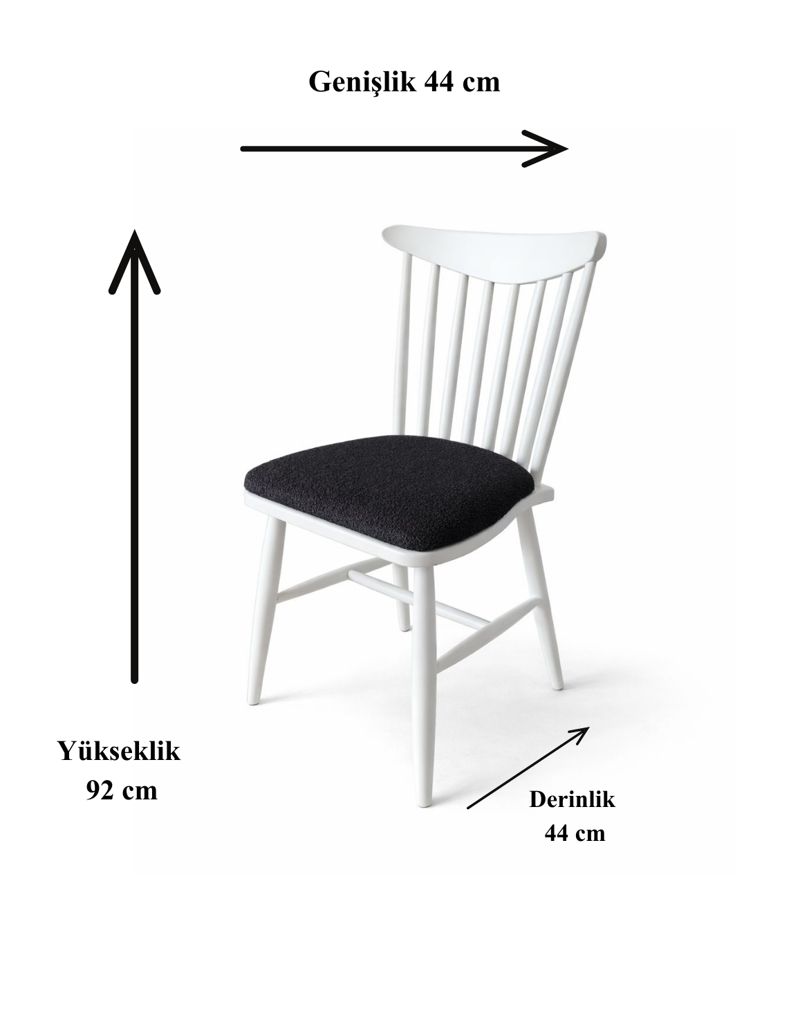 Lale Doğal Ahşap Döşemeli Beyaz Sandalye El İşçiliği Modern Şık Tasarım 