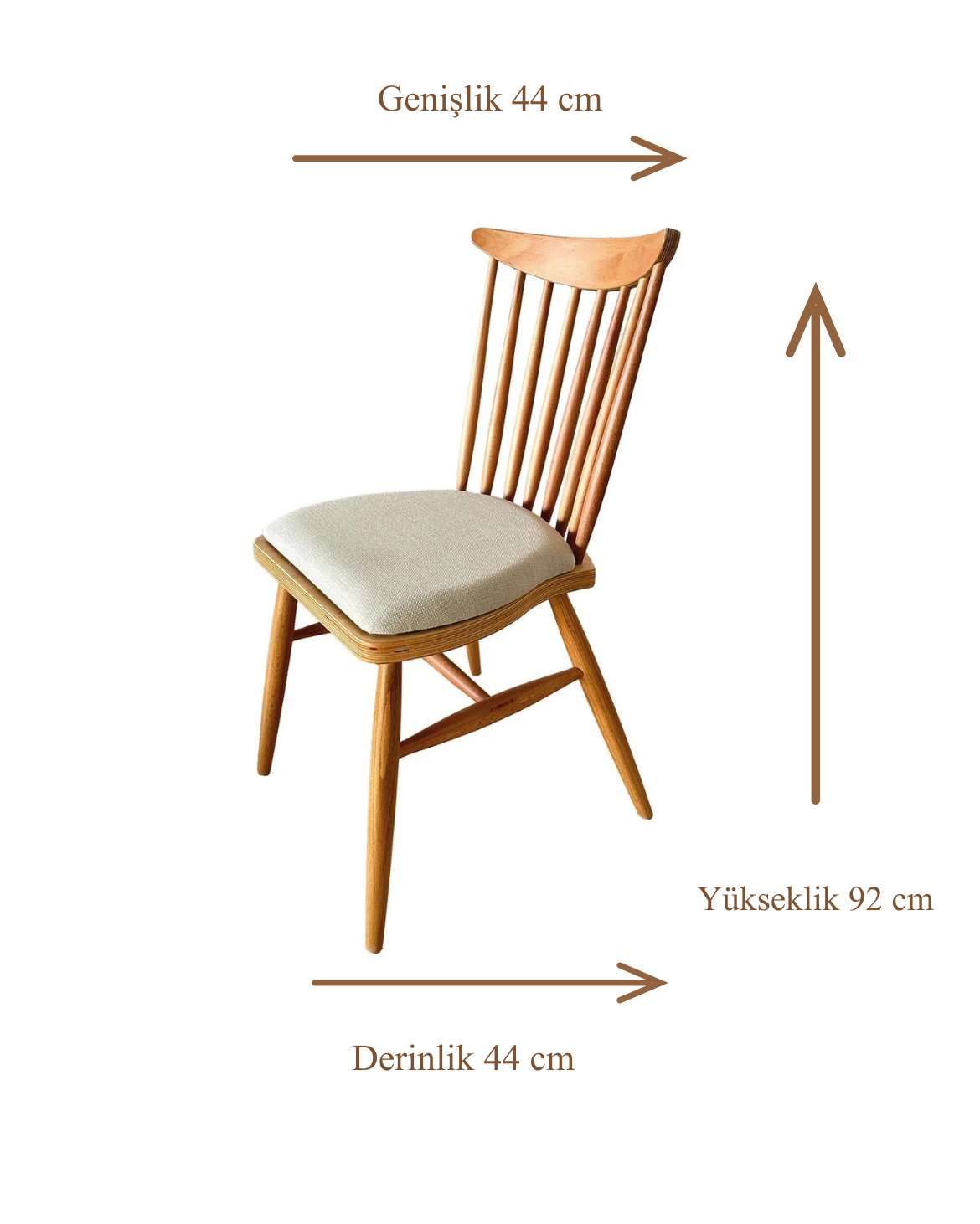 Lale Natural Ahşap Kayın Sandalye Detaylı İşçilik Modern Şık Tasarım