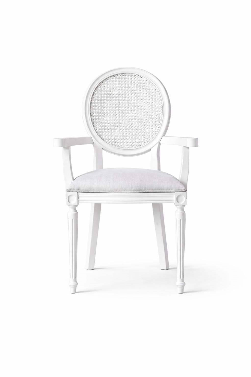 Laub  Doğal Ahşap Kayın Beyaz Renk Hazeranlı Kolçaklı Sandalye Detaylı İşçilik Modern Şık Tasarım