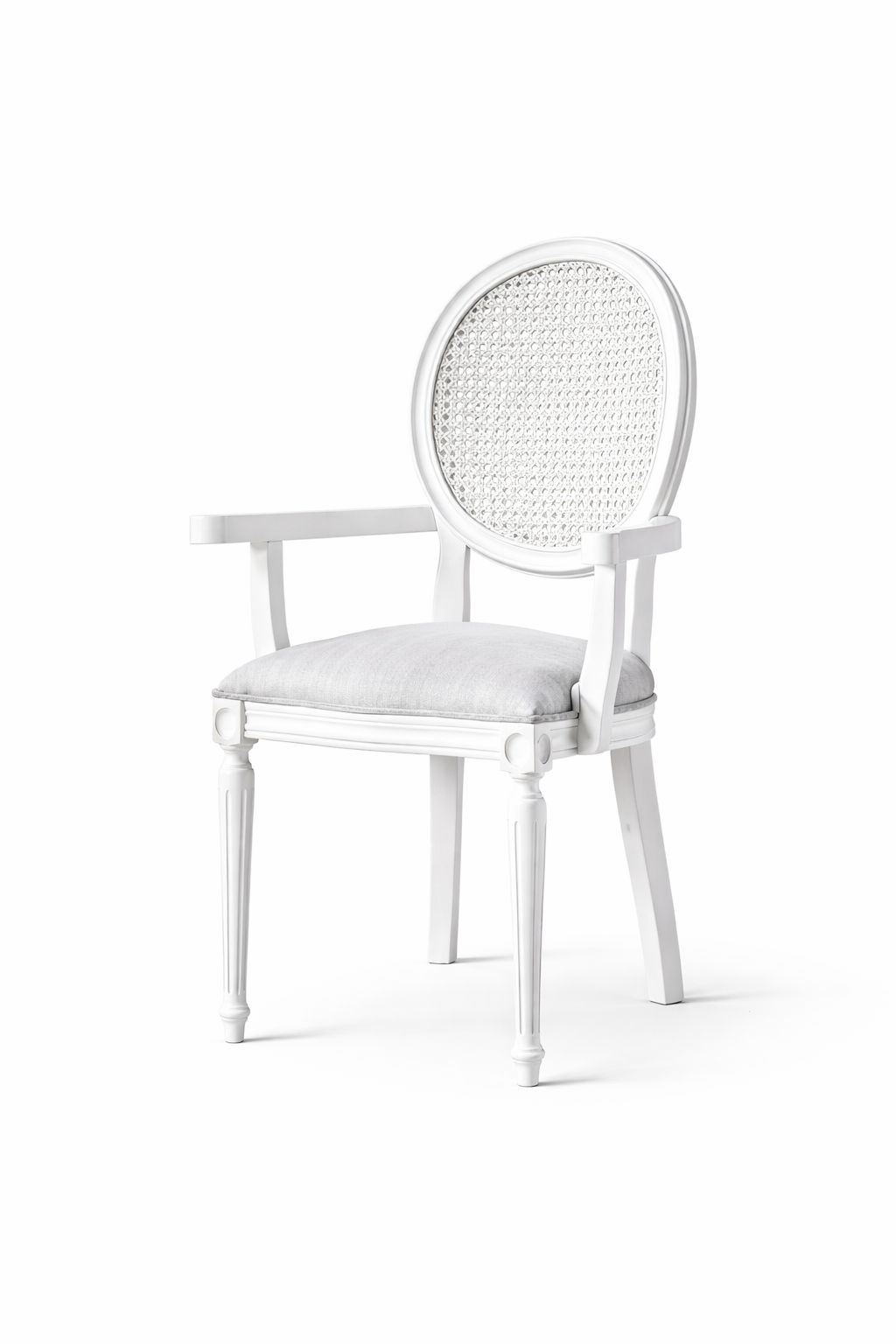 Laub  Doğal Ahşap Kayın Beyaz Renk Hazeranlı Kolçaklı Sandalye Detaylı İşçilik Modern Şık Tasarım