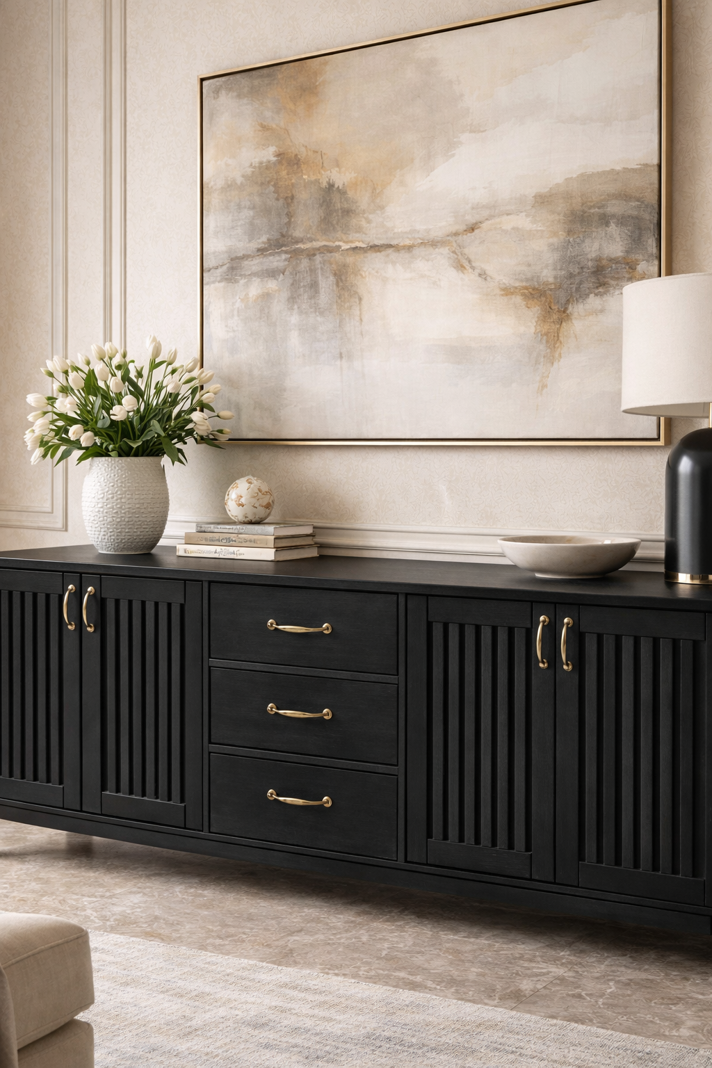 Linea Kapaklı Ahşap Konsol – Çekmeceli Geniş Depolama Ünitesi – 200 × 43 × 80 cm