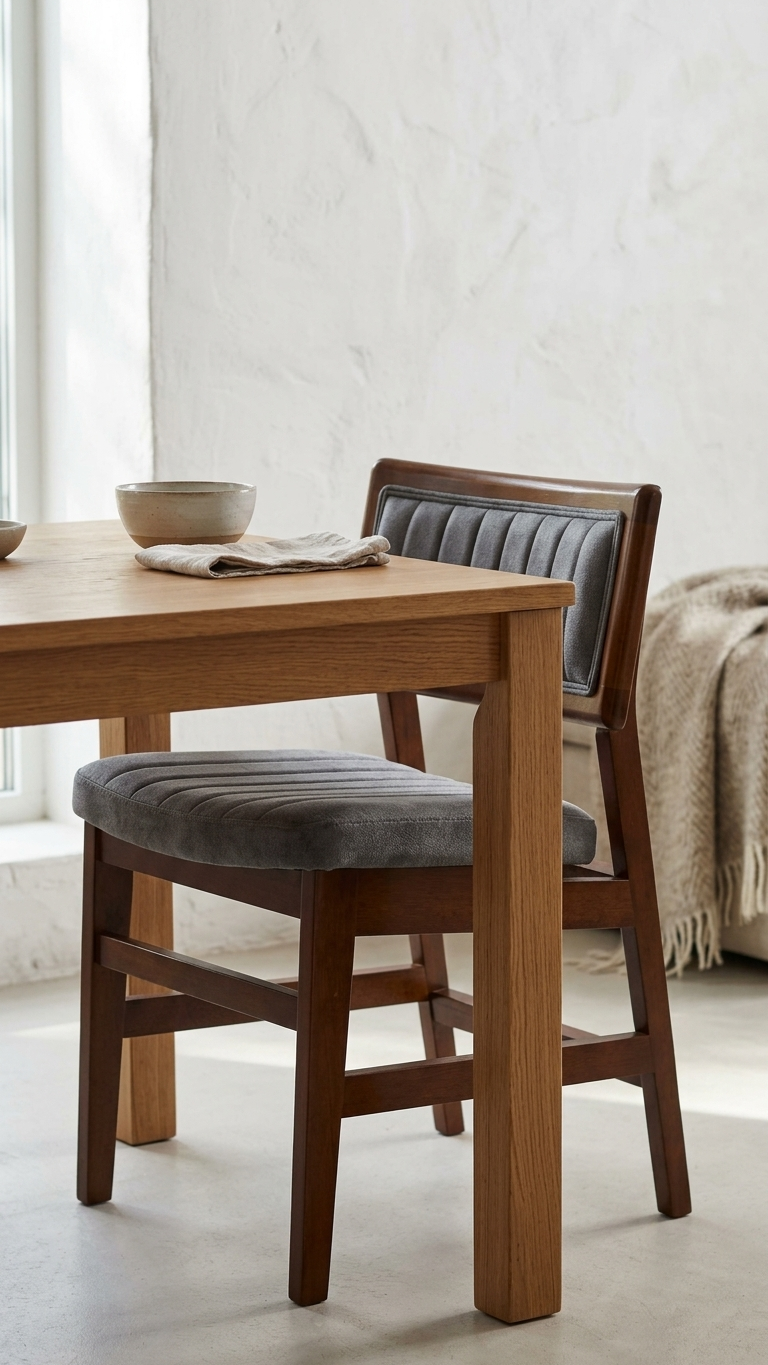 Linen Doğal Ahşap Ceviz Renk Sandalye - Detaylı El İşçiliği