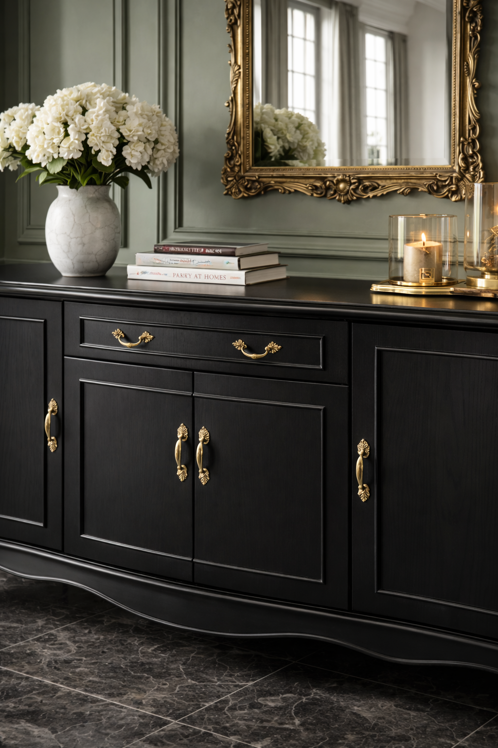 Liora Klasik Ahşap Konsol – Kapaklı ve Çekmeceli Salon Büfesi – 180 × 49 × 97 cm