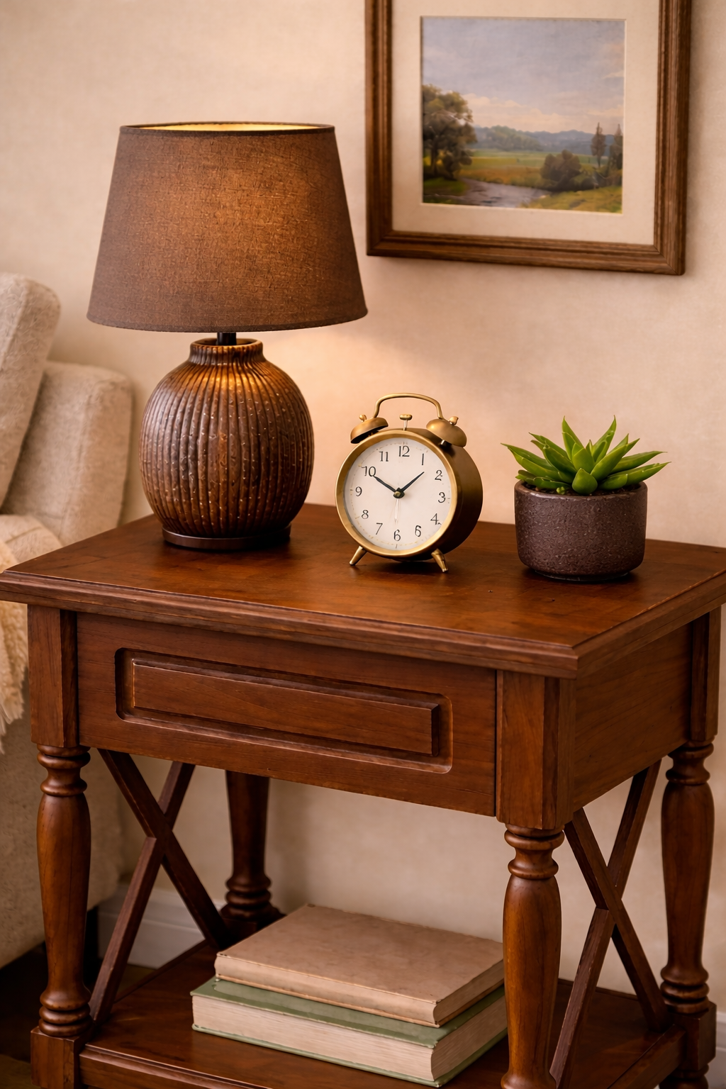 Lorenza Siyah Ahşap Yan Sehpa – Çekmeceli Klasik Komodin – Modern Dresuar Yan Sehpası 52×70 cm