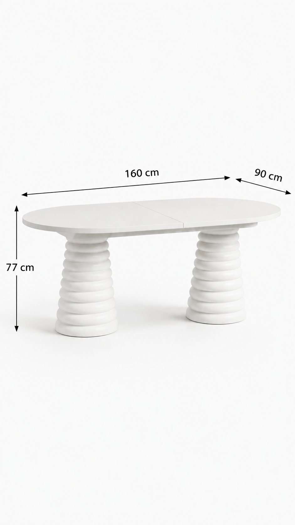LUNA RING 180 – Oval Class Konik Ayak Açılır Yemek Masası