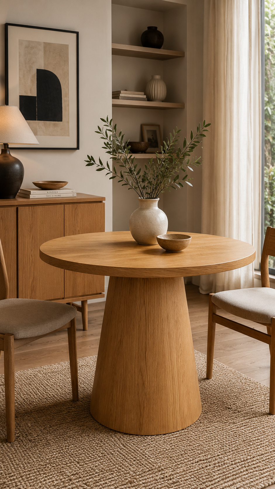 Lunera 100×100 Masif Ahşap Yuvarlak Yemek Masası