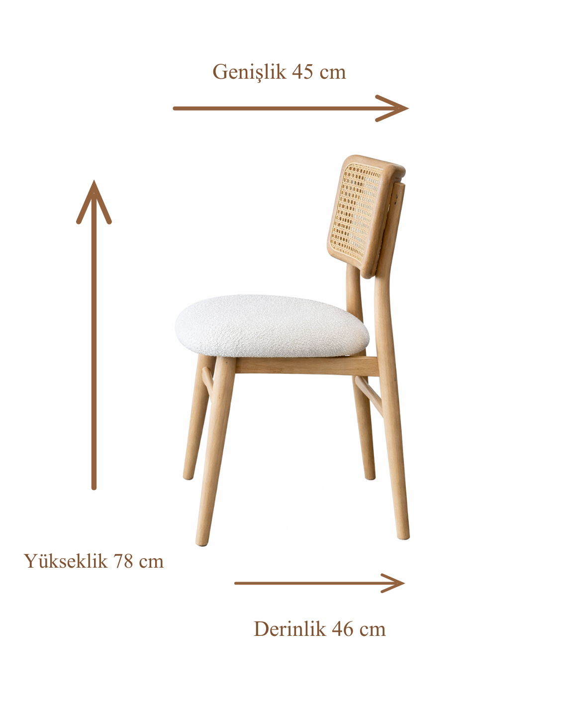 Mabel Natural Ahşap Hazeranlı Kayın Sandalye Detaylı İşçilik Modern Şık Tasarım (4 Adet)