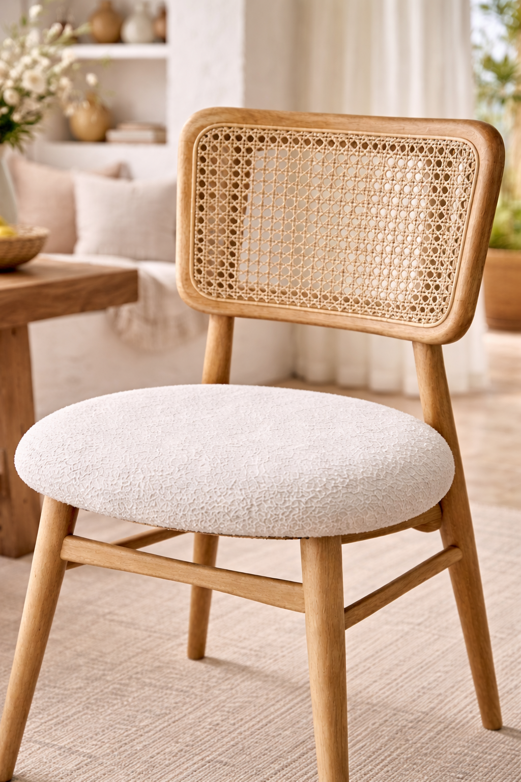 Mabel Natural Ahşap Hazeranlı Kayın Sandalye Detaylı İşçilik Modern Şık Tasarım 