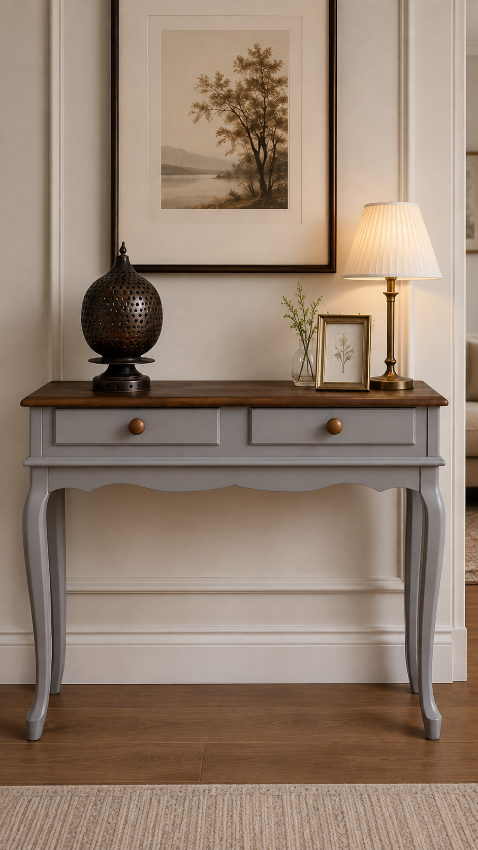 Magnit Doğal Ahşap Gri Renk Ceviz Dresuar 100x38 Cm - Modern & Şık Tasarım