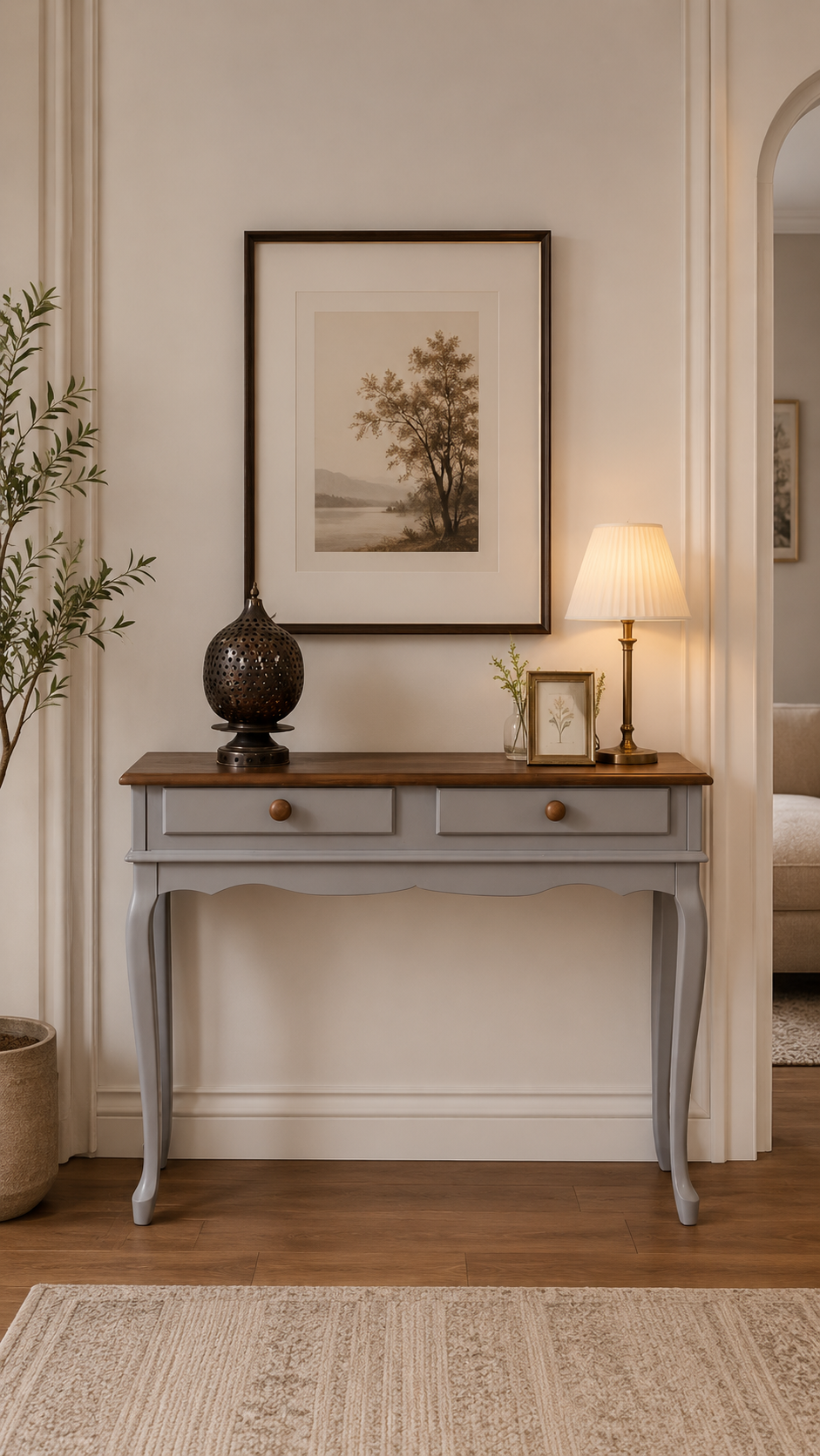 Magnit Doğal Ahşap Gri Renk Ceviz Dresuar 100x38 Cm - Modern & Şık Tasarım