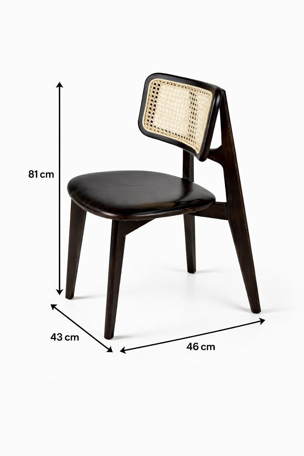 Melodi Doğal Ahşap Kayın Siyah Renk Hazeranlı Deri Döşeme Sandalye Detaylı İşçilik Modern Şık Tasarım