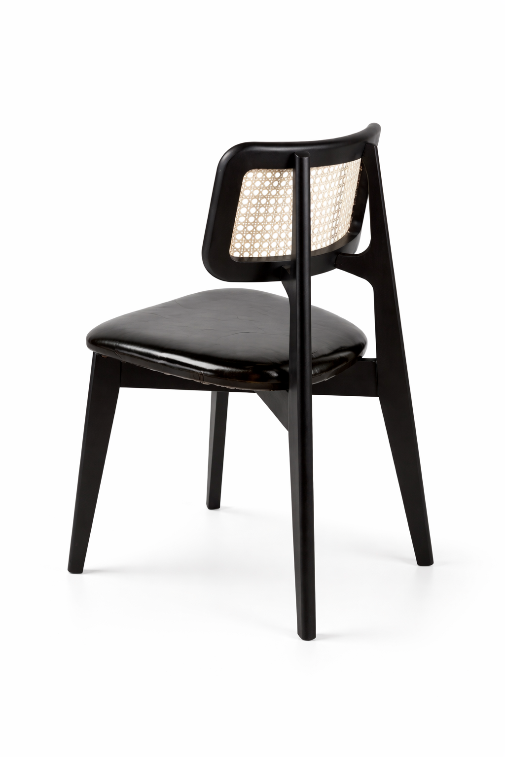 Melodi Doğal Ahşap Kayın Siyah Renk Hazeranlı Deri Döşeme Sandalye Detaylı İşçilik Modern Şık Tasarım