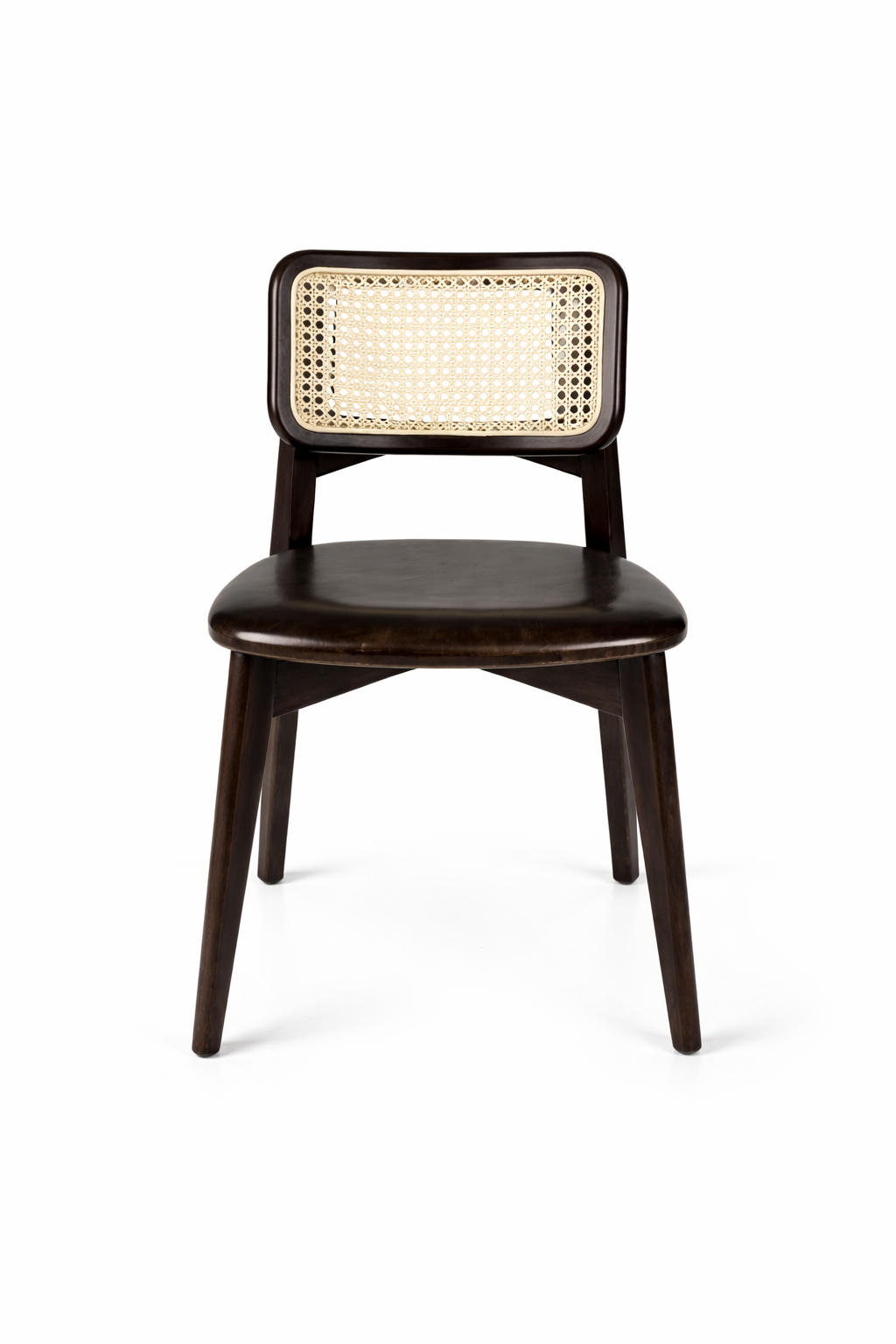 Melodi Doğal Ahşap Kayın Siyah Renk Hazeranlı Deri Döşeme Sandalye Detaylı İşçilik Modern Şık Tasarım