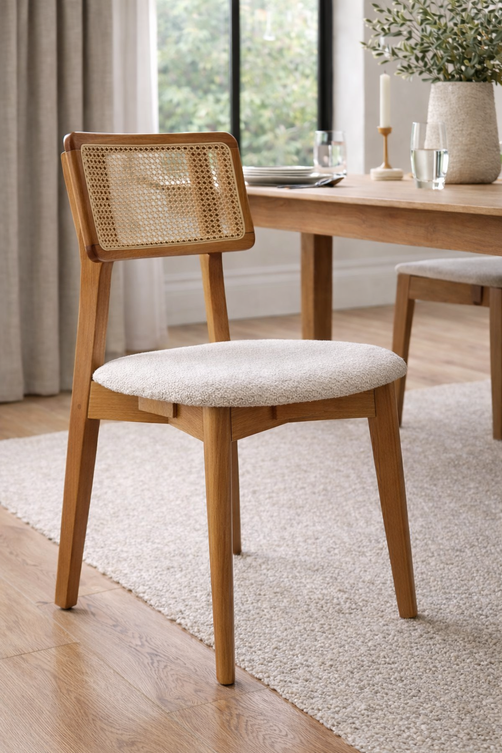 Melodi Natural Ahşap Hazeranlı Kayın Sandalye Detaylı İşçilik Modern Şık Tasarım