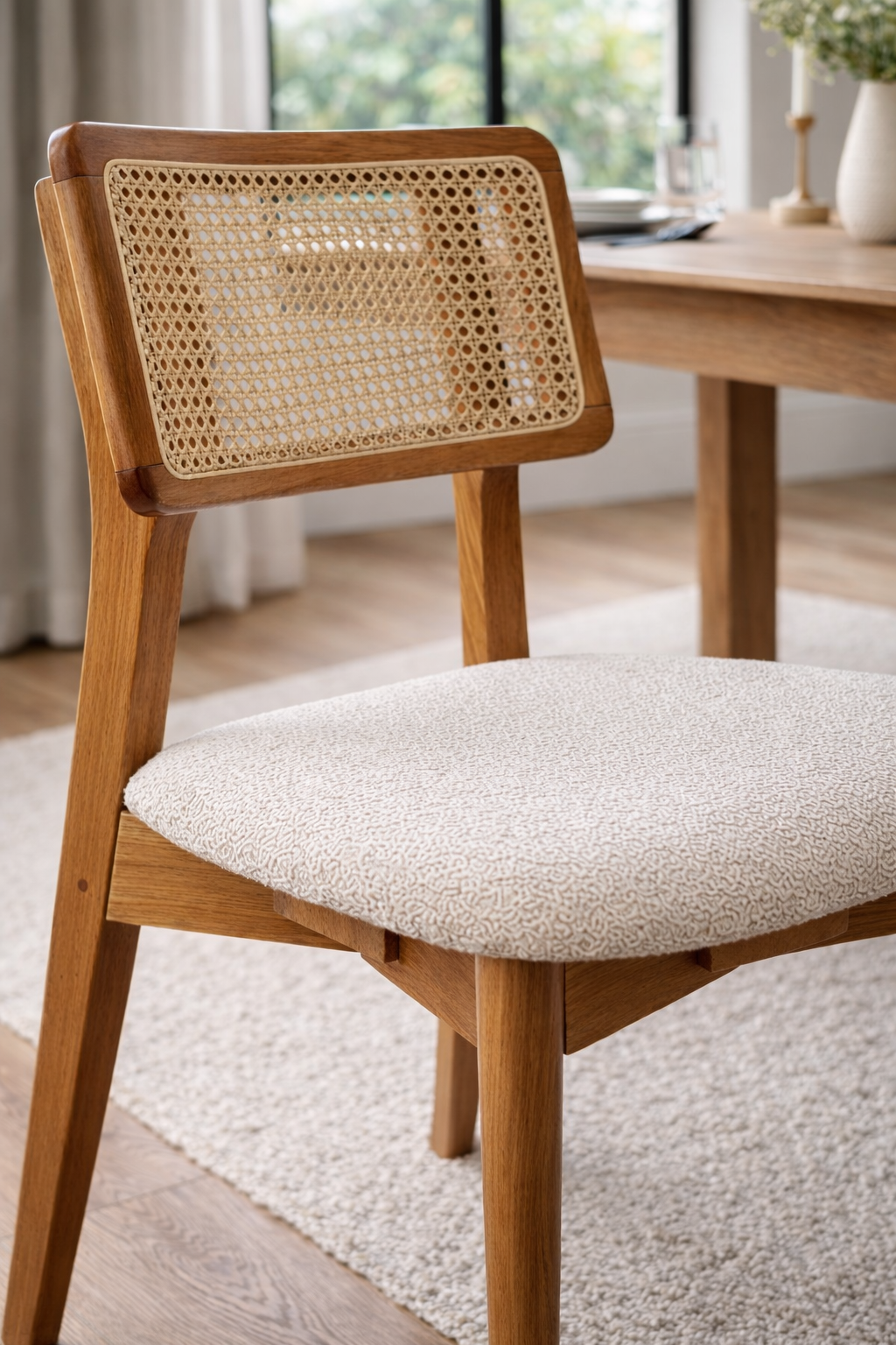 Melodi Natural Ahşap Hazeranlı Kayın Sandalye Detaylı İşçilik Modern Şık Tasarım