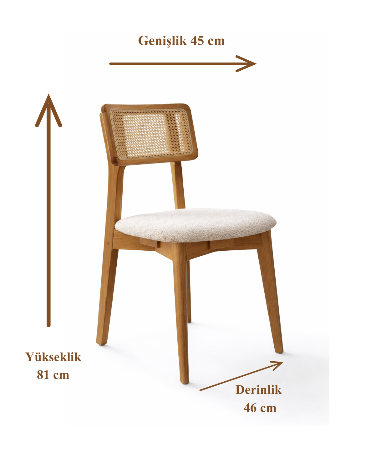 Melodi Natural Ahşap Hazeranlı Kayın Sandalye Detaylı İşçilik Modern Şık Tasarım