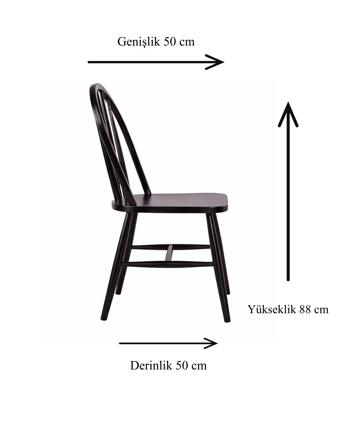 Miranda Doğal Ahşap Kayın Siyah Renk Sandalye Detaylı İşçilik Modern Şık Tasarım