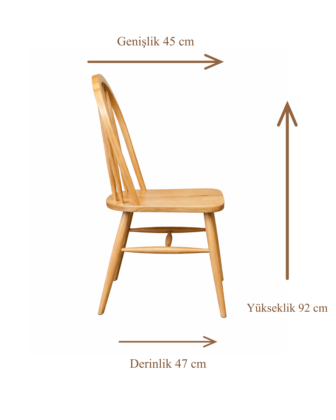 Miranda Natural Ahşap Kayın Sandalye Detaylı İşçilik Modern Şık Tasarım (4 Adet)