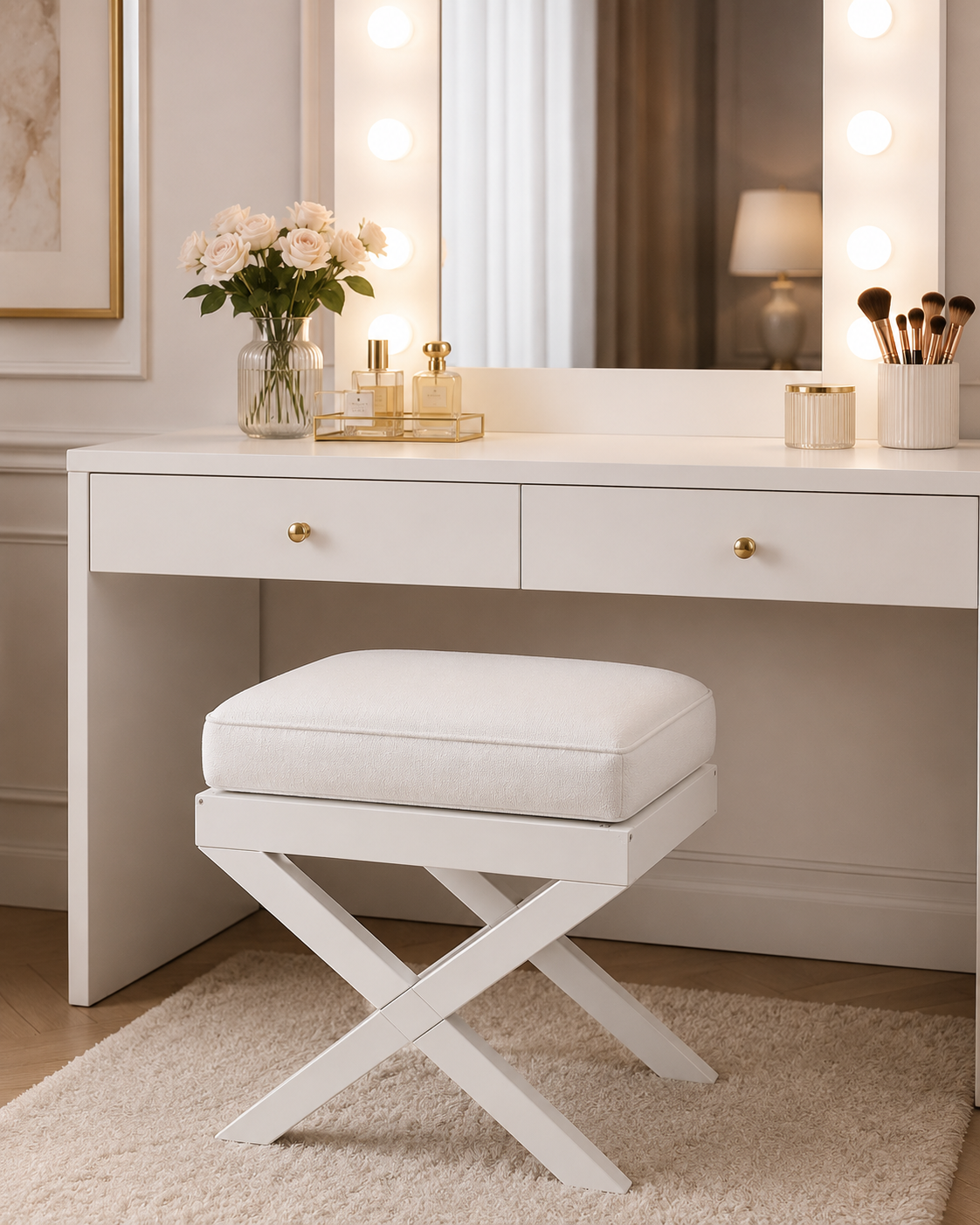 Modern X Ayaklı Puf Bench 60x40x43 cm