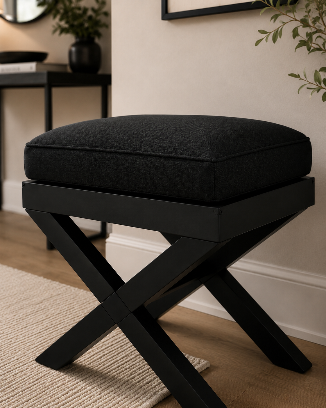 Modern X Ayaklı Puf Bench 60x40x43 cm