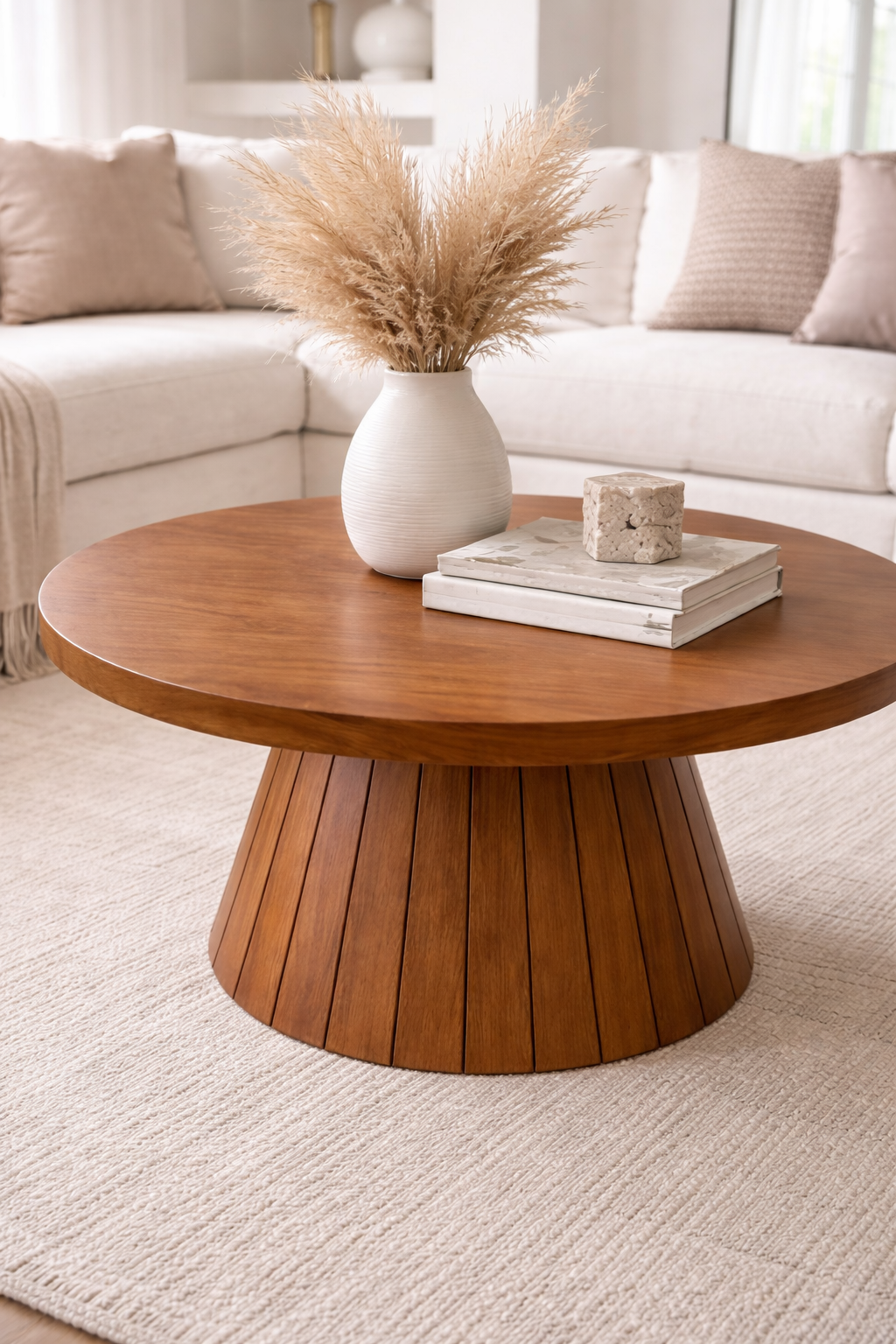 Modern Yuvarlak Orta Sehpa 80x48 cm Konik Ayak Tasarım | Alberohome