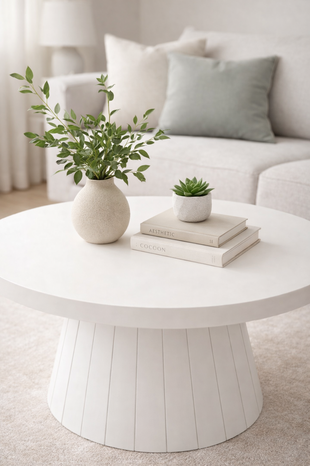 Modern Yuvarlak Orta Sehpa 80x48 cm Konik Ayak Tasarım | Alberohome