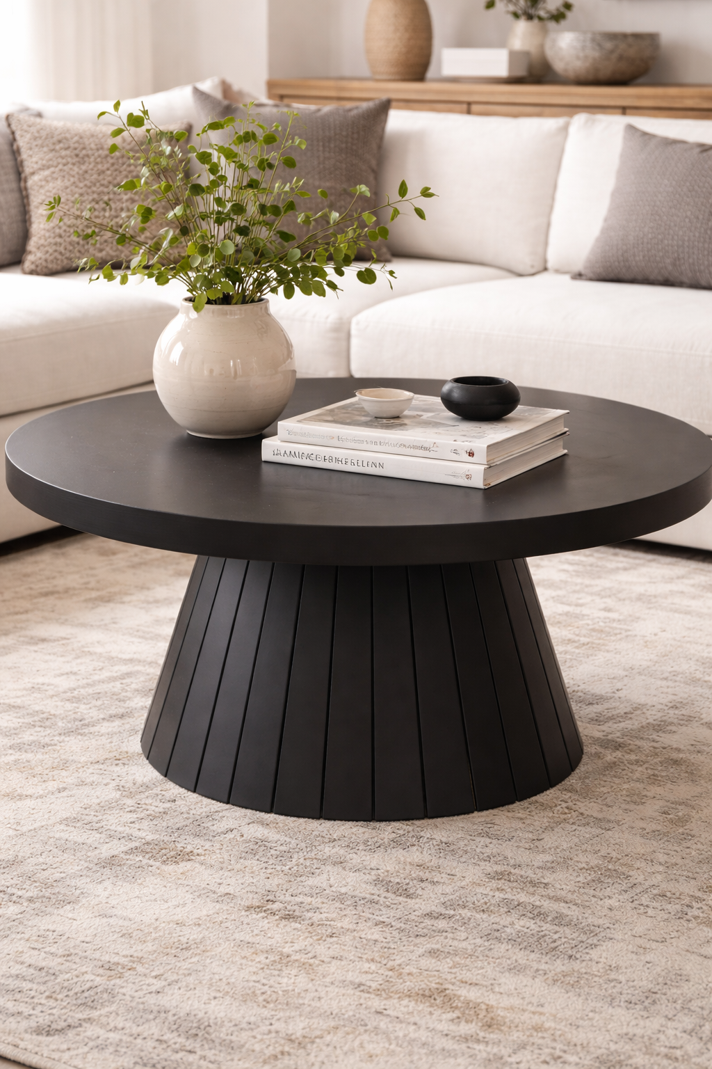 Modern Yuvarlak Orta Sehpa 80x48 cm Konik Ayak Tasarım | Alberohome